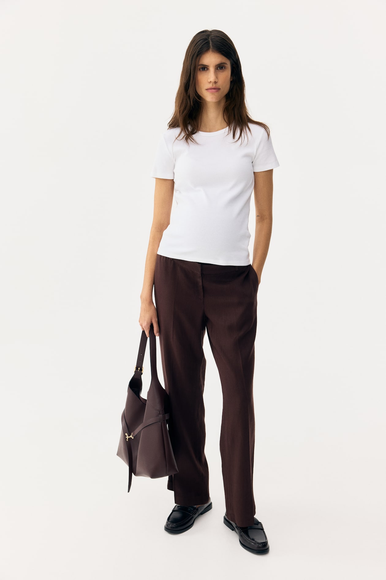 MAMA Linen-Blend Dress Pants