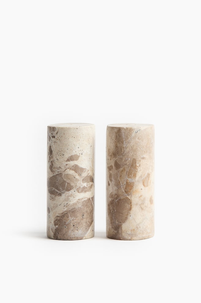 Marmeren peper-en-zoutstel - Beige/marmerdessin - 1