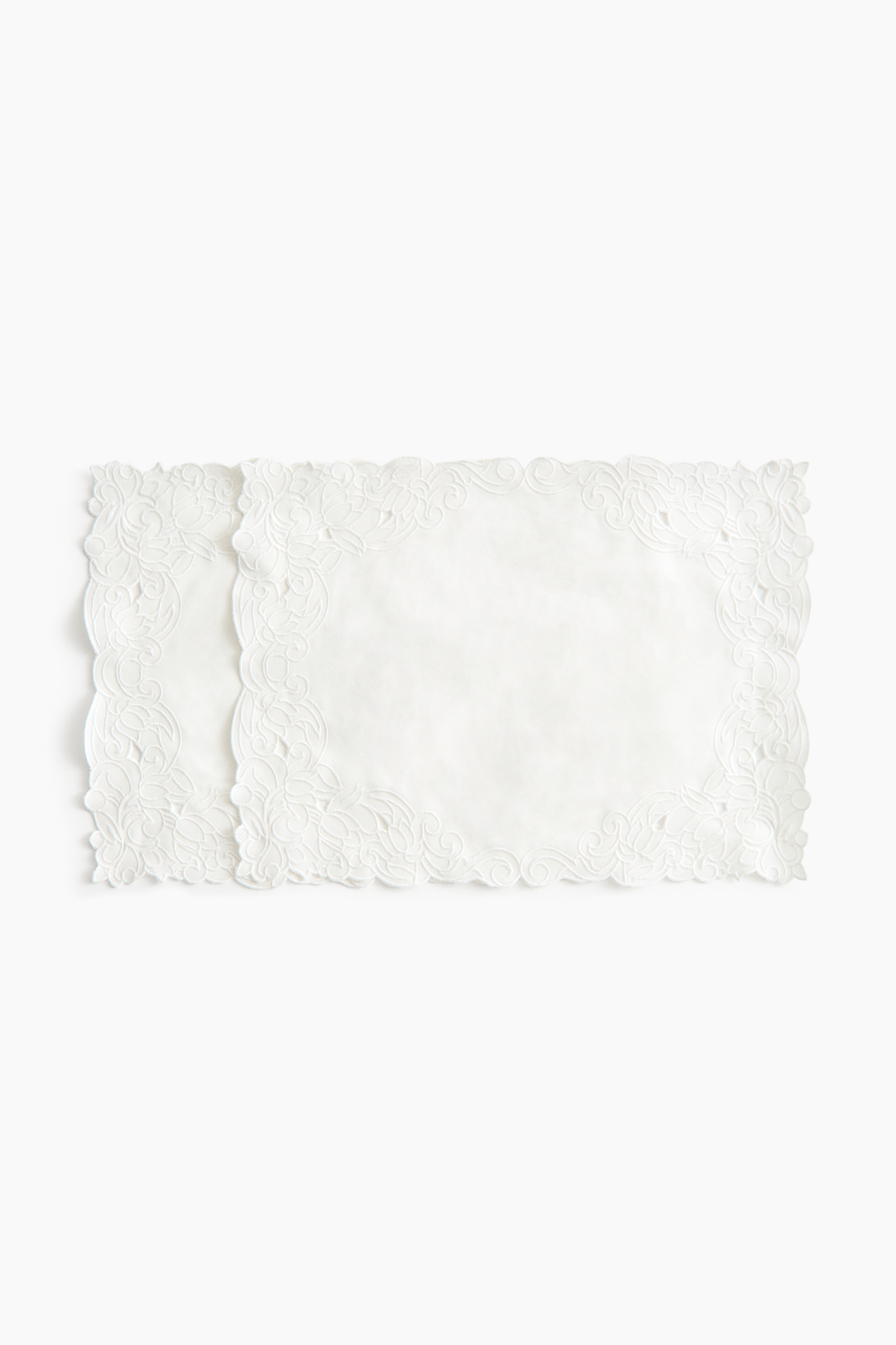 2-Pack Embroidered-Detail Placemats - White