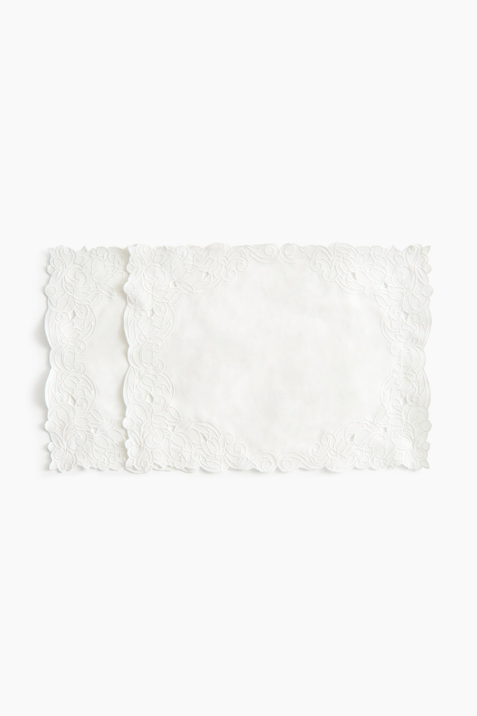 2-Pack Embroidered-Detail Placemats - White - 1