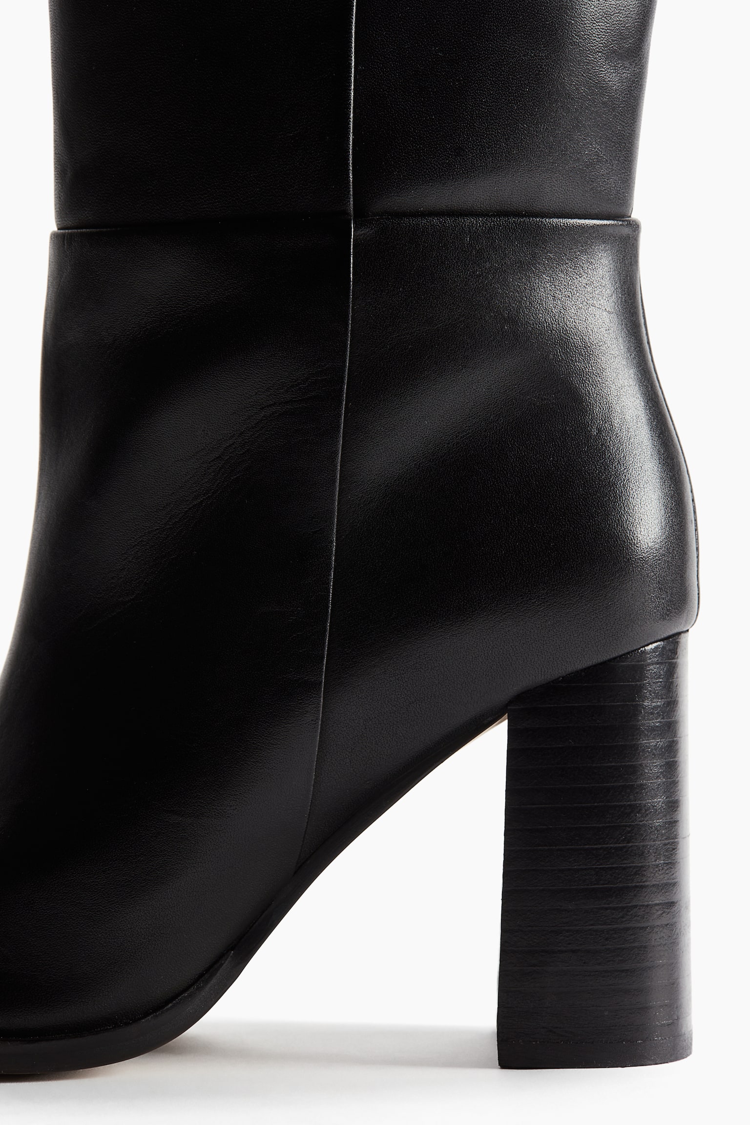 Botas pelo joelho em pele - Preto - 4