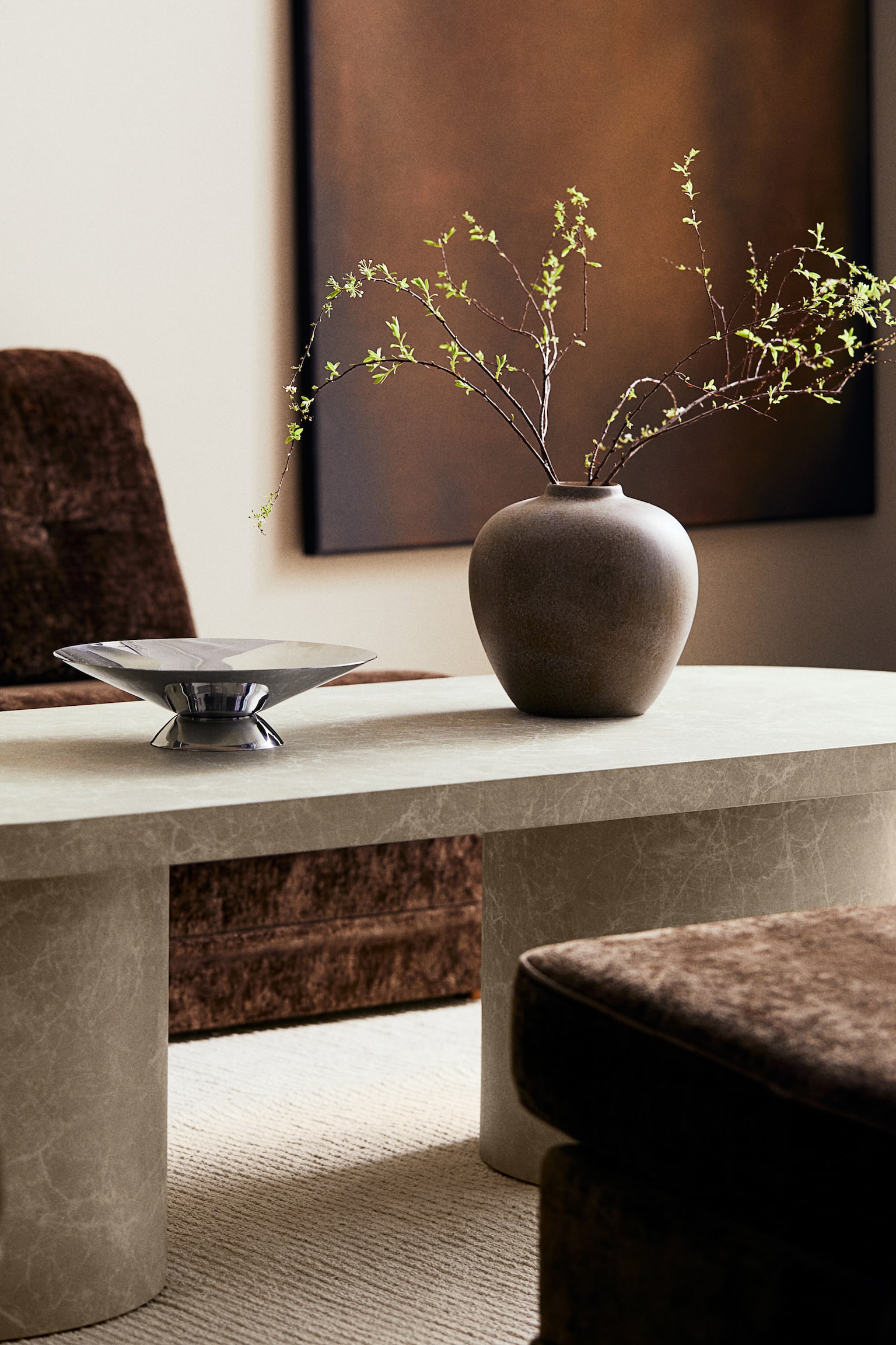 Marmor-look Kaffebord - Mdf, Beige - 3