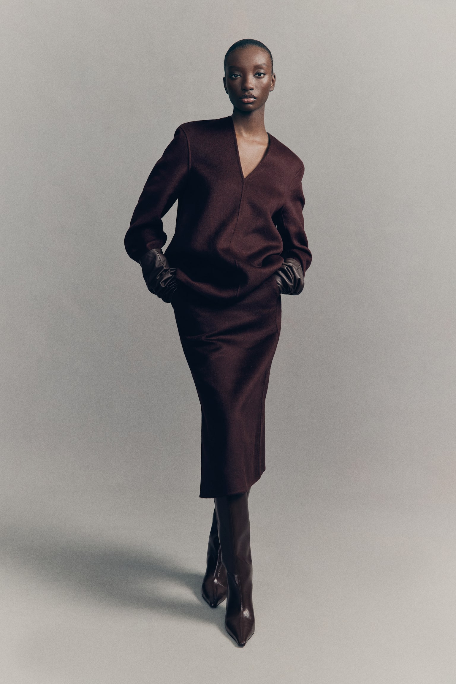 Handmade wool-blend top - Dark plum purple - 6