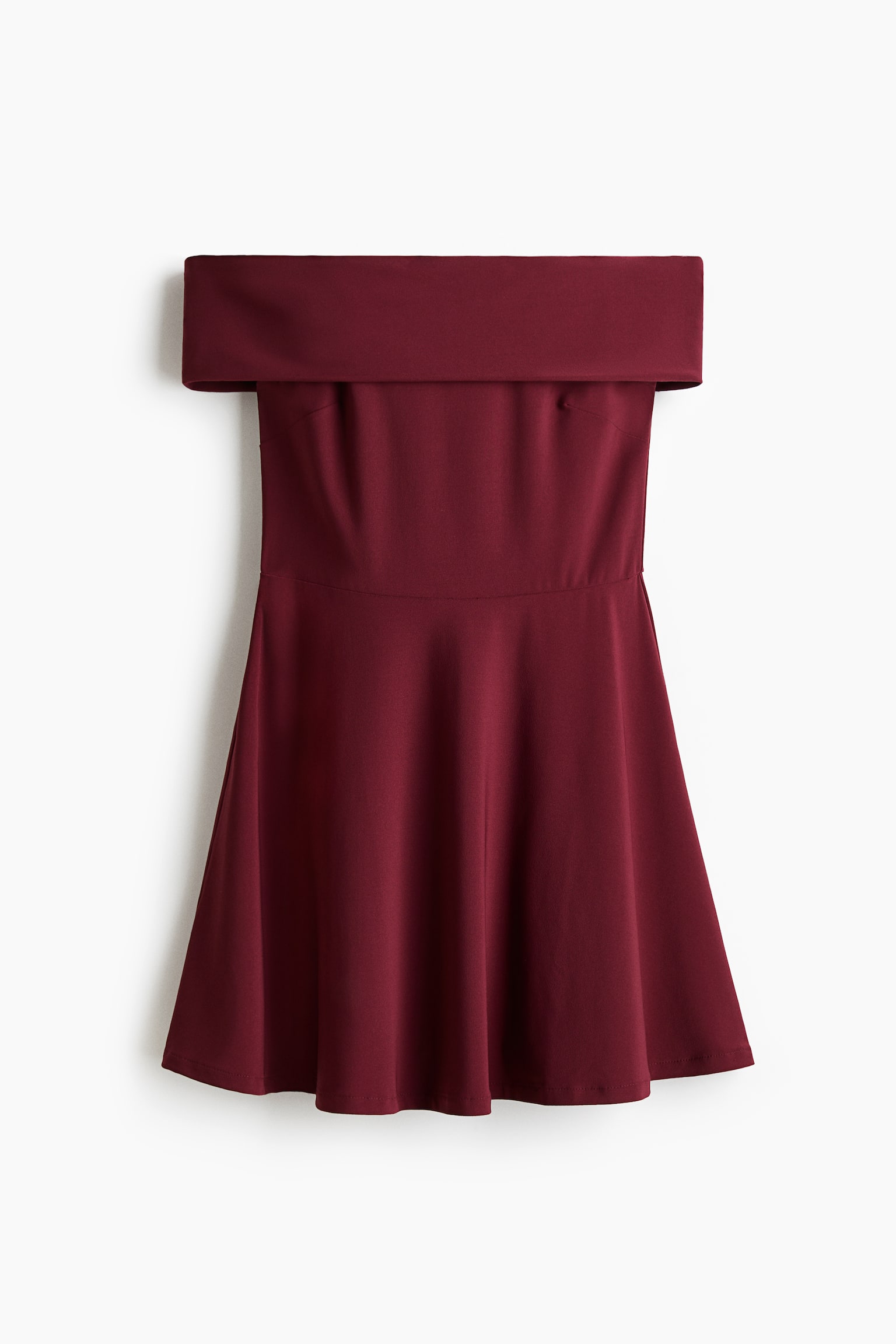 Женское платье H&M Flared Off-the-Shoulder, цвет: Тёмный красный — фото 1