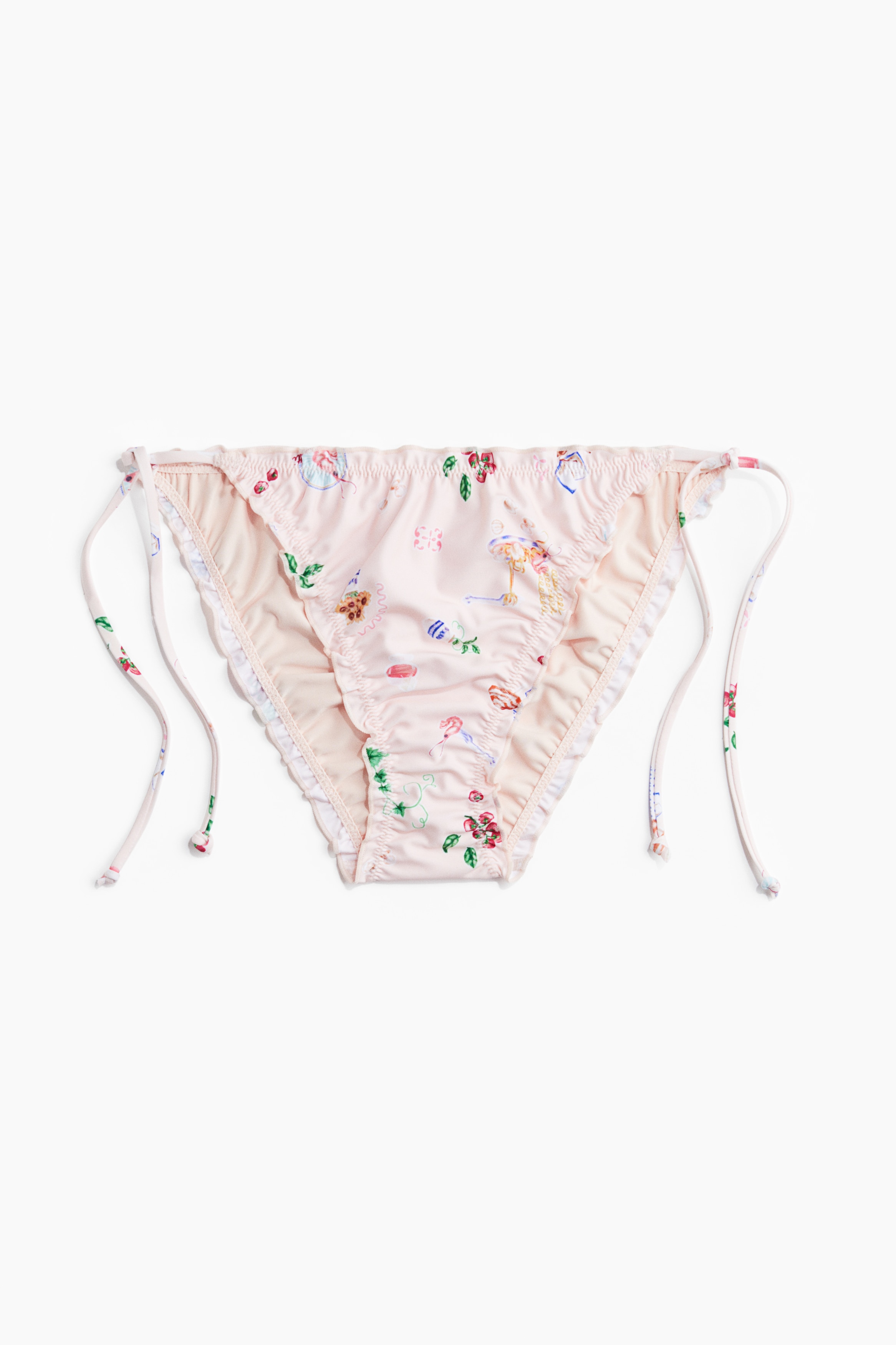Tie tanga bikini bottoms - Light pink/Patterned