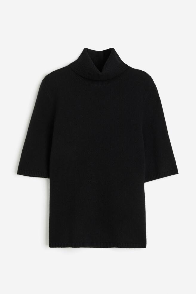 Cashmere polo-neck top - Black/Light grey marl - 2
