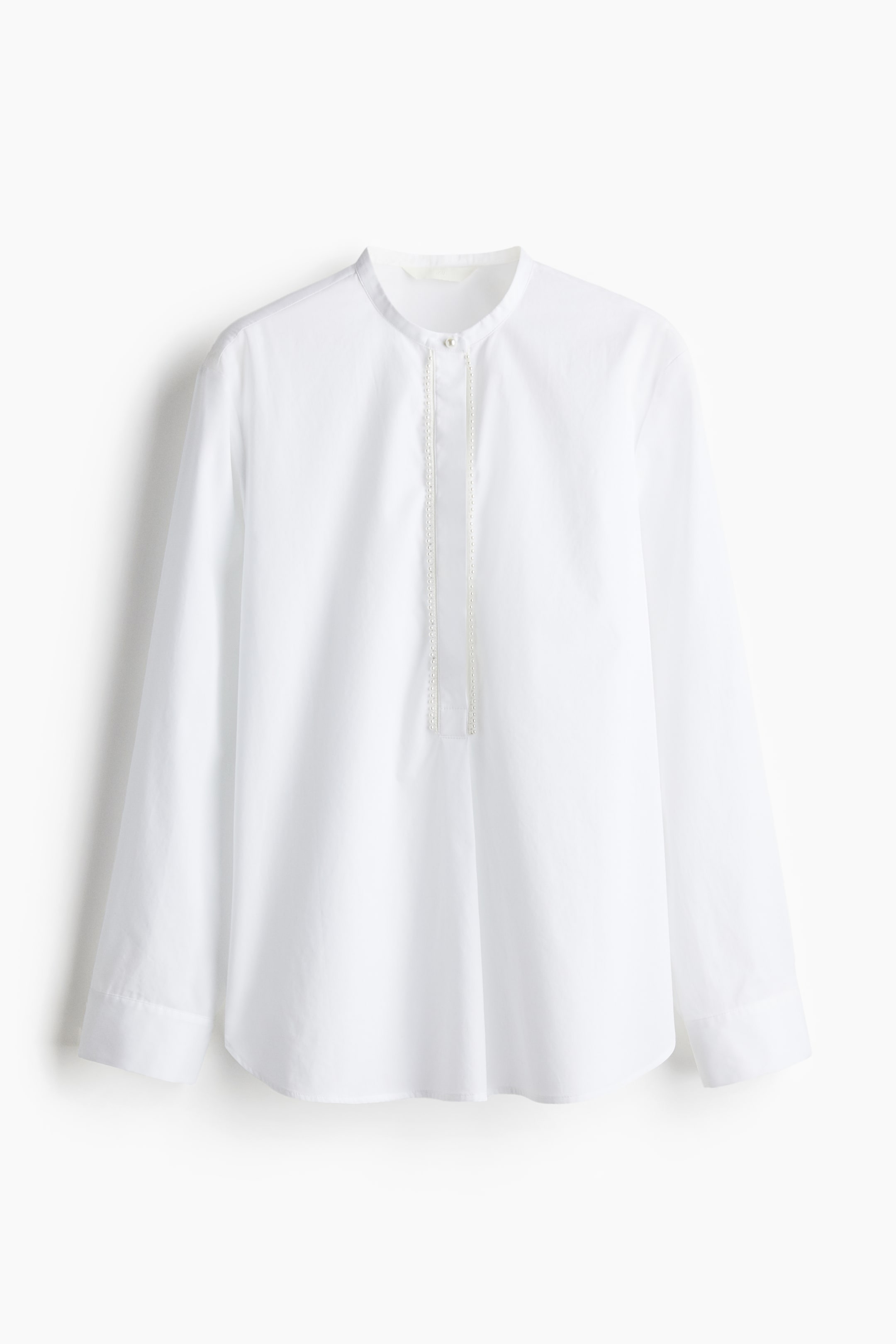 Bead-Embellished Poplin Blouse