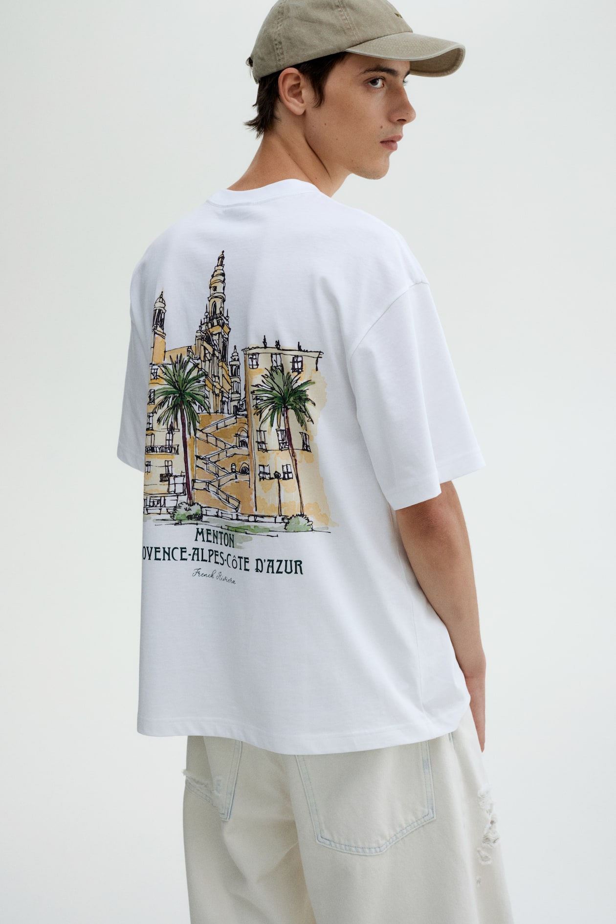 Loose Fit Printed T-shirt White/Menton Men H&M IN - Main Image