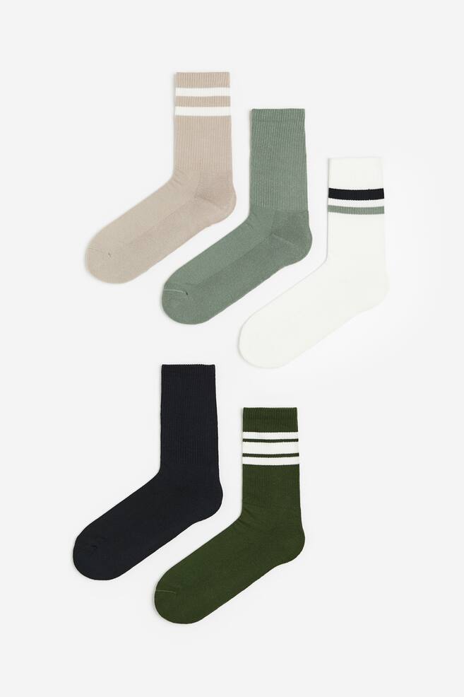 5 paria sukkia - Vihreä/Beige/Valkoinen/Valkoinen/Harmaa/Tummanliila/Vaaleanbeige/Mintunvihreä/Vaaleanbeige/dc/dc/dc - 1