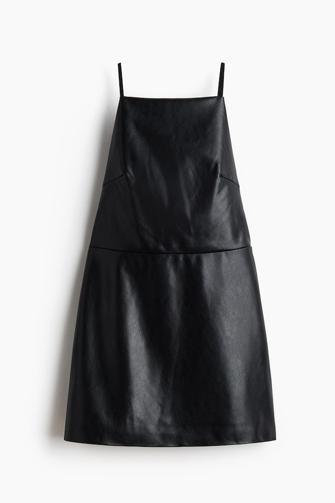 Robe en tissu enduit avec dos décolleté - Noir - 1