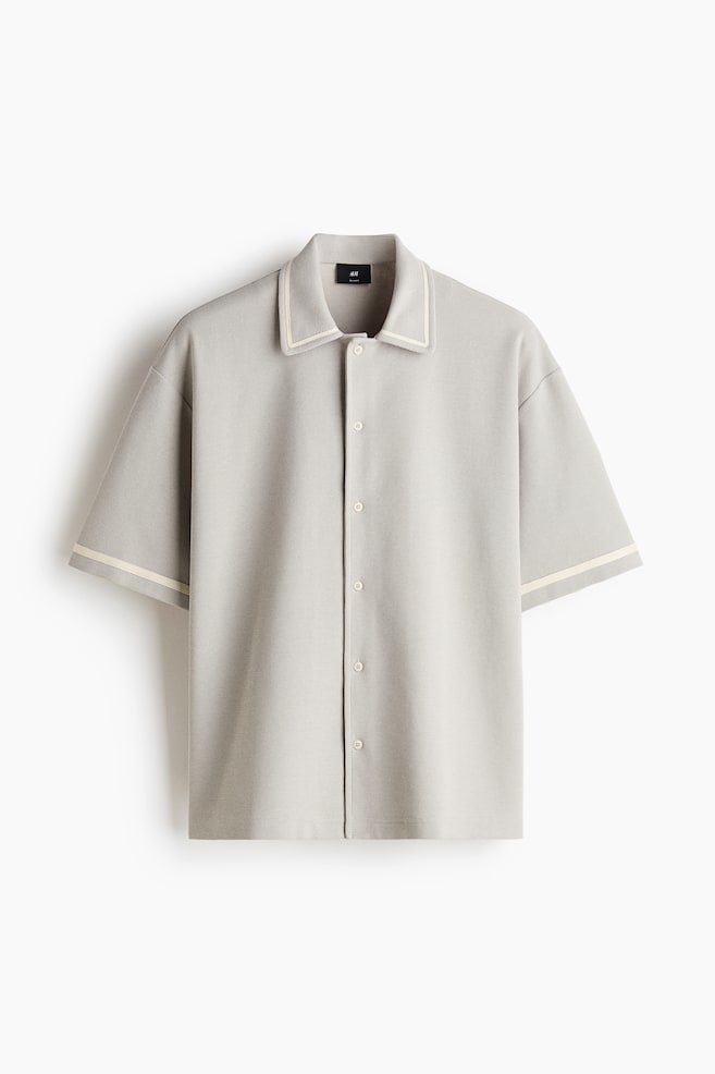 Shirt aus Strukturstoff in Relaxed Fit - Helles Greige - 1