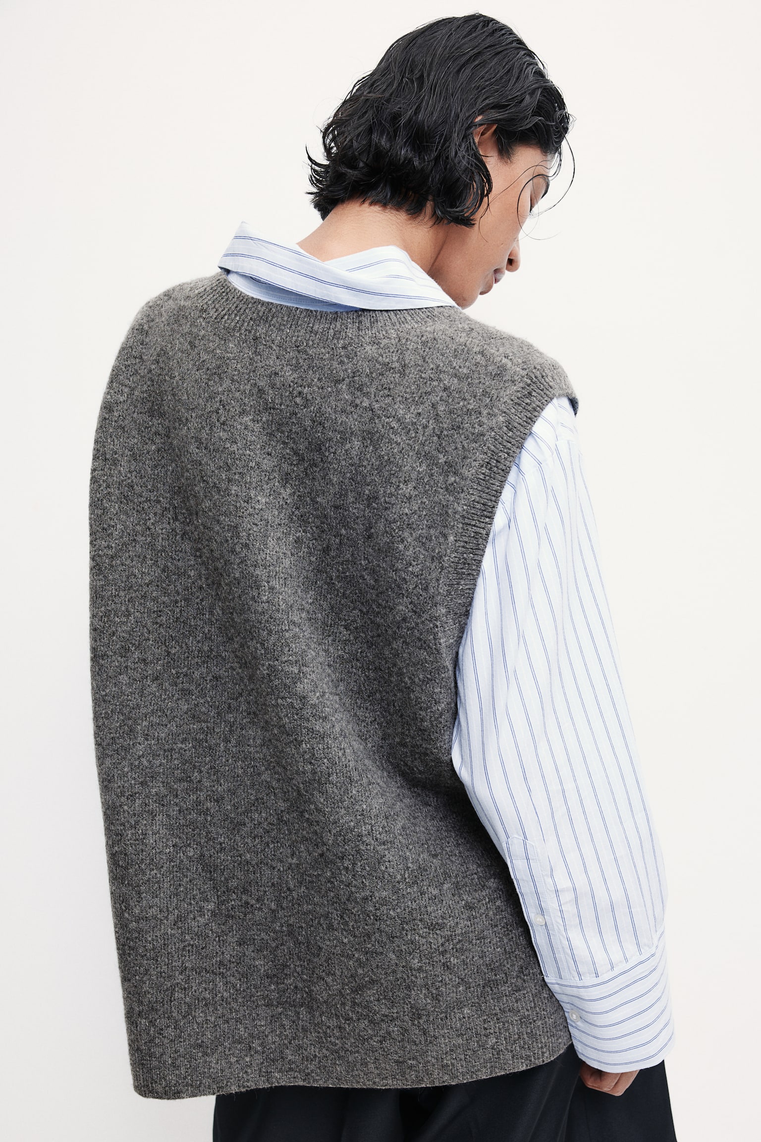 Sweater vest - Dark grey marl/Cream/Greige marl - 5