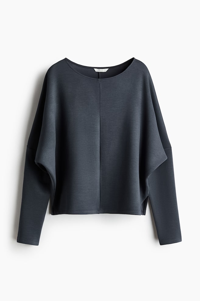 Batwing-sleeved scuba sweatshirt - Dark grey/Black - 1
