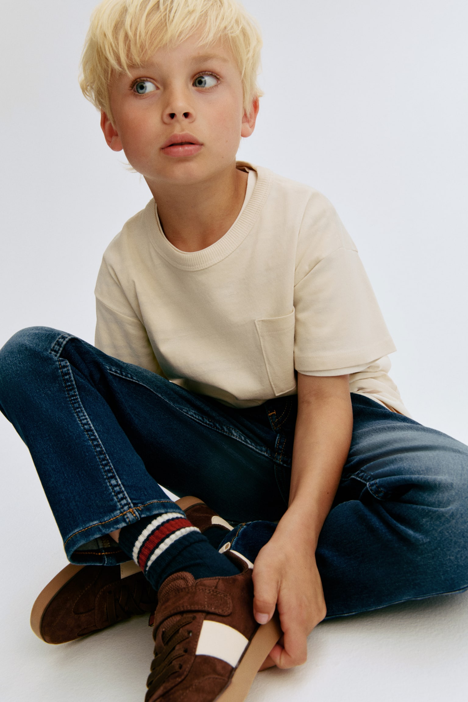Детские джинсы H&M Super Soft Slim Fit, цвет: Тёмный джинсовый синий — фото 4
