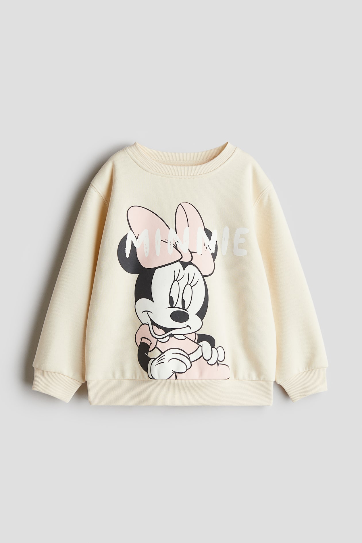 Printed sweatshirt Cream/Minnie Mouse Kids H&M IN