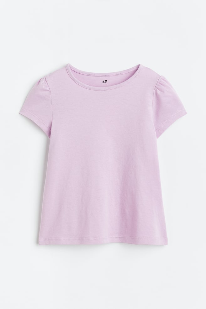 Cotton jersey top - Lilac/White/Light pink - 1