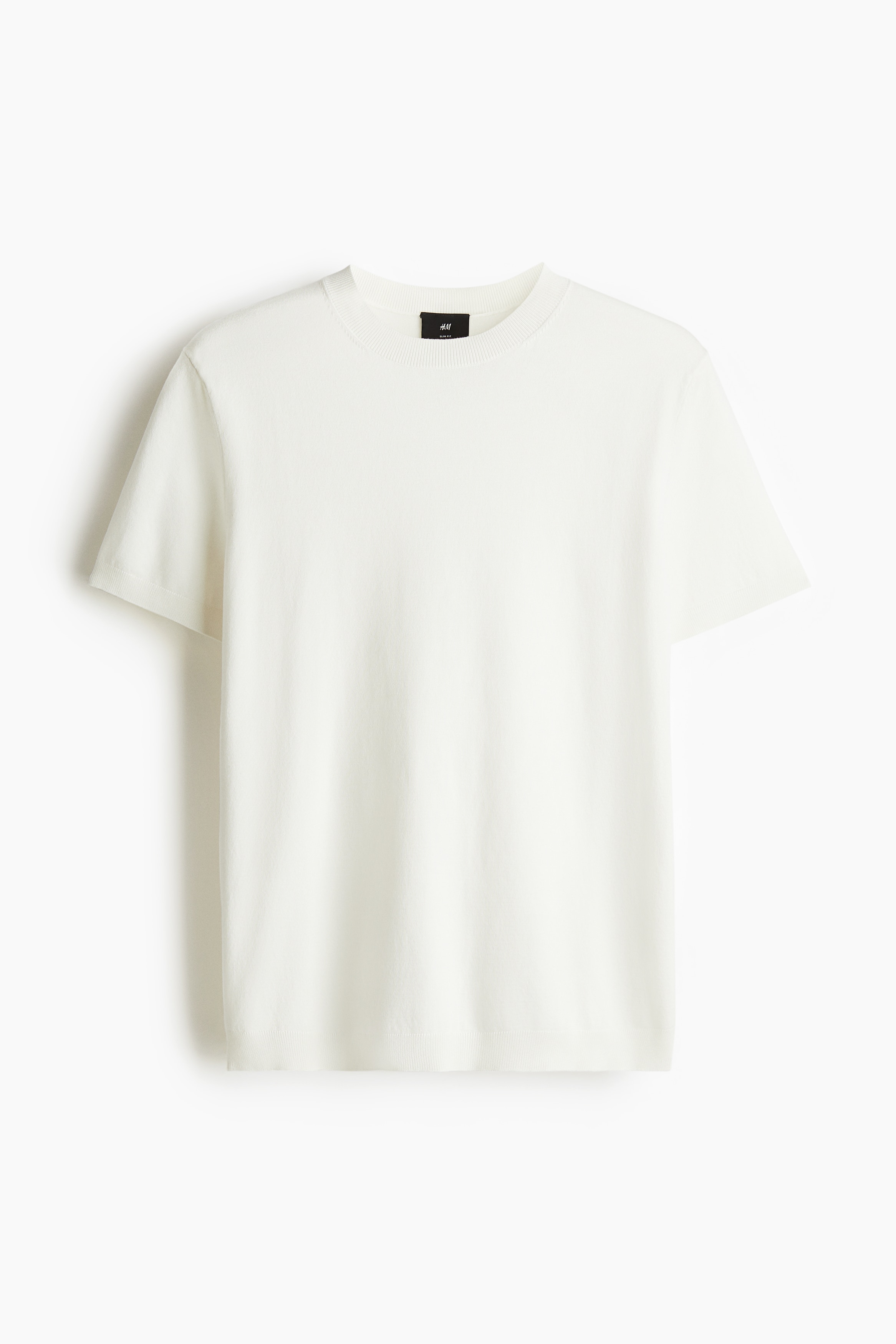 Slim-Fit Fine-Knit T-Shirt - White/Dark beige/Sage green
