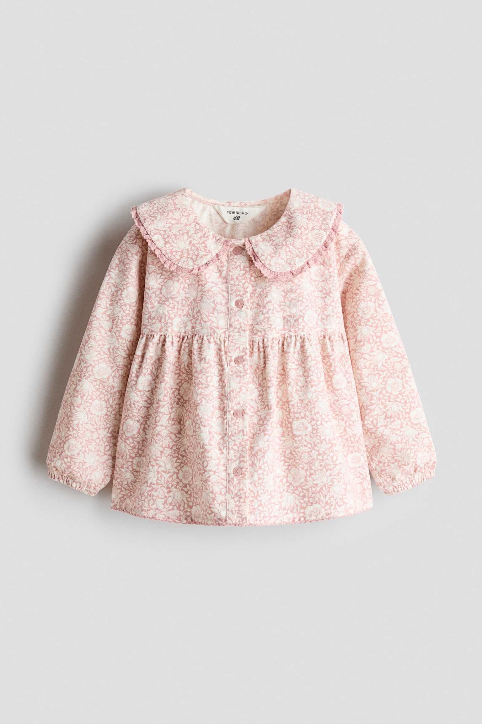 Детская блузка H&M Patterned Corduroy Blouse, цвет: Розовый / С принтом — фото 1