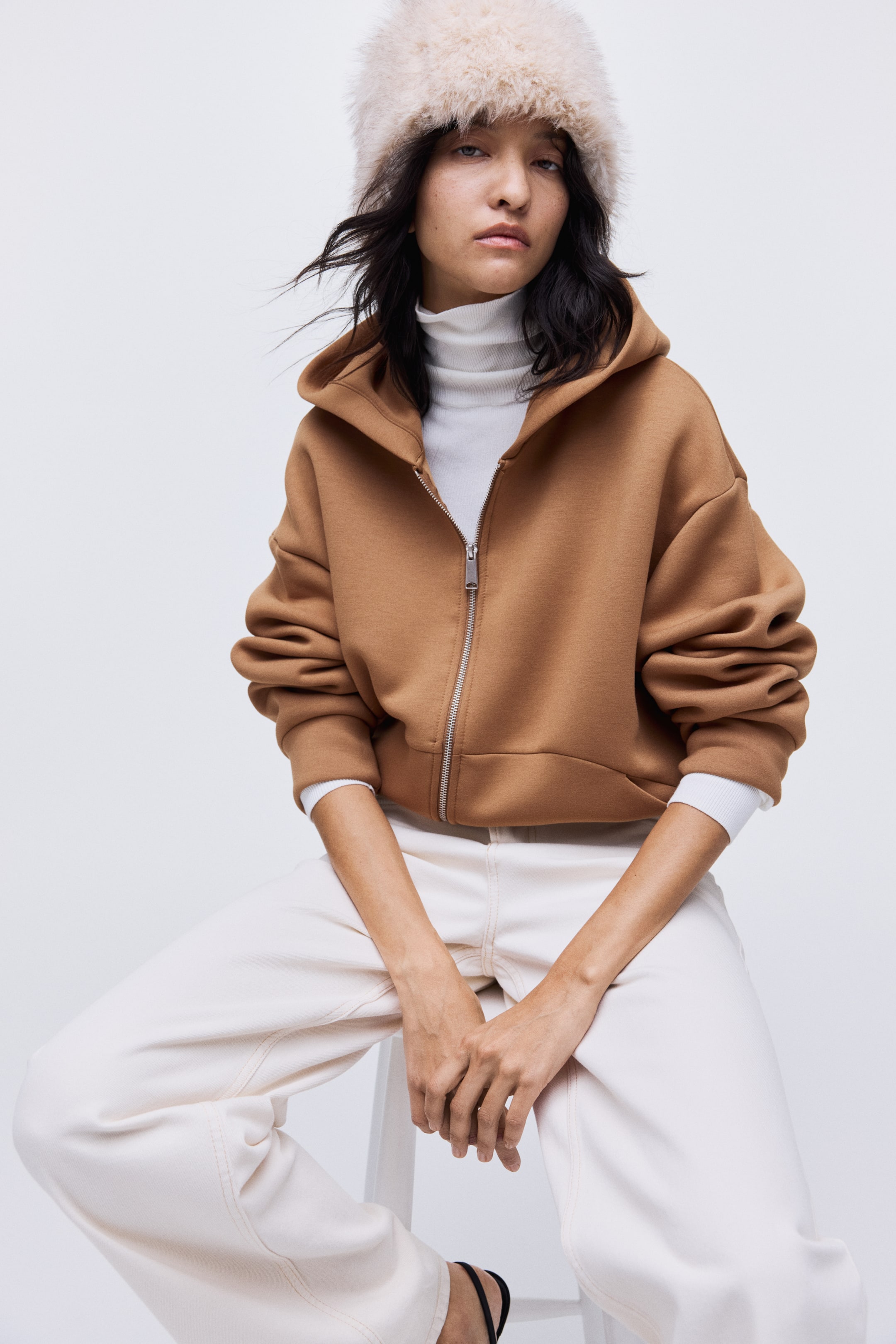 View larger image: Scuba zip-through hoodie - Dark beige - Ladies | H&M IN 2