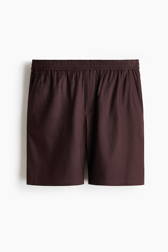 Easy-Care Relaxed-Fit Linen-Blend Shorts - Dark brown/Beige/Navy blue - 1