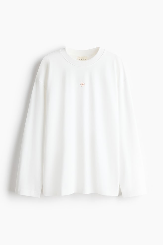 Loose Fit Long-sleeved printed sports T-shirt - Bianco/Solar Soleil - 1