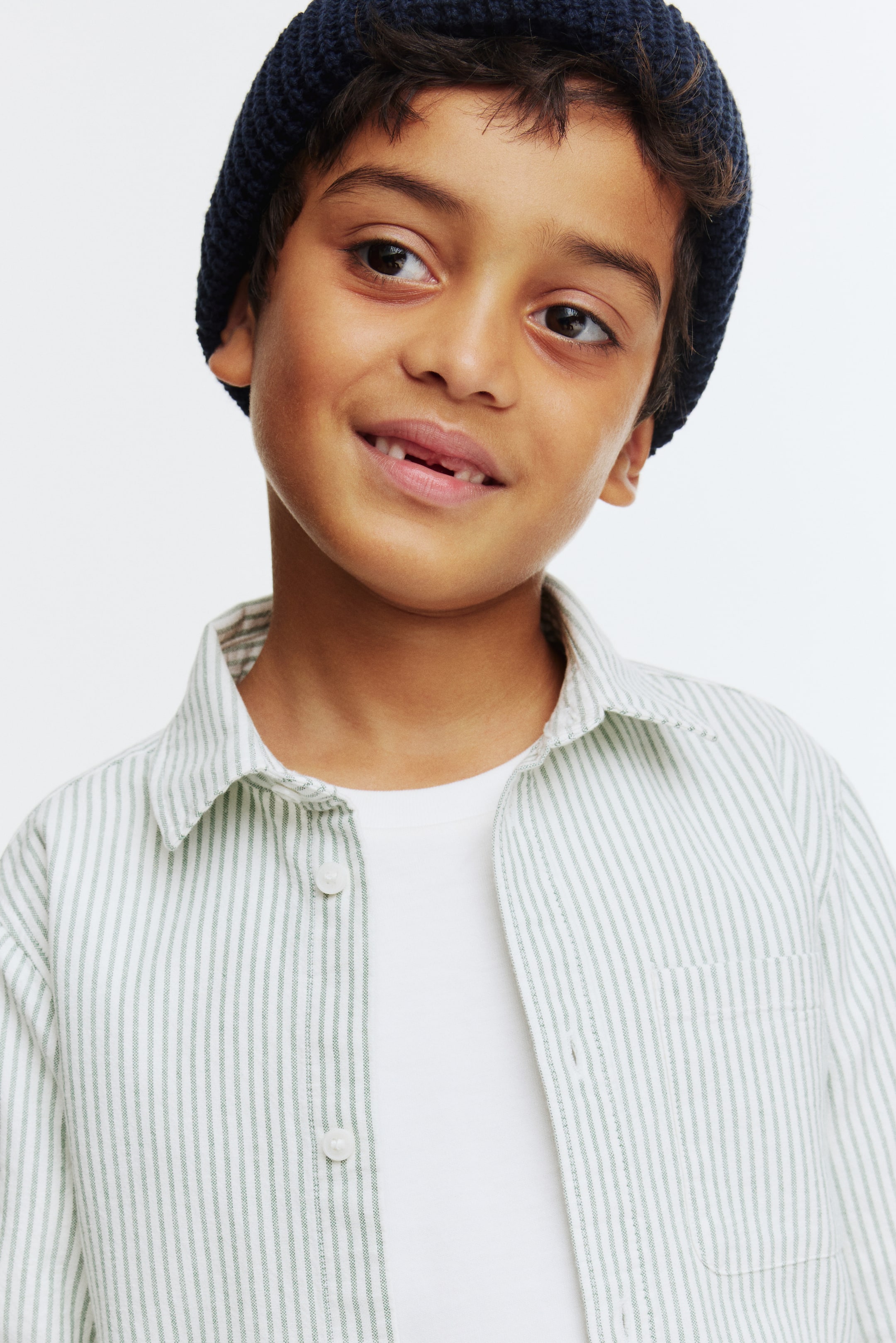 Voir une image plus grande: Chemise en coton - Crème/rayures vertes - ENFANT | H&M CA 3