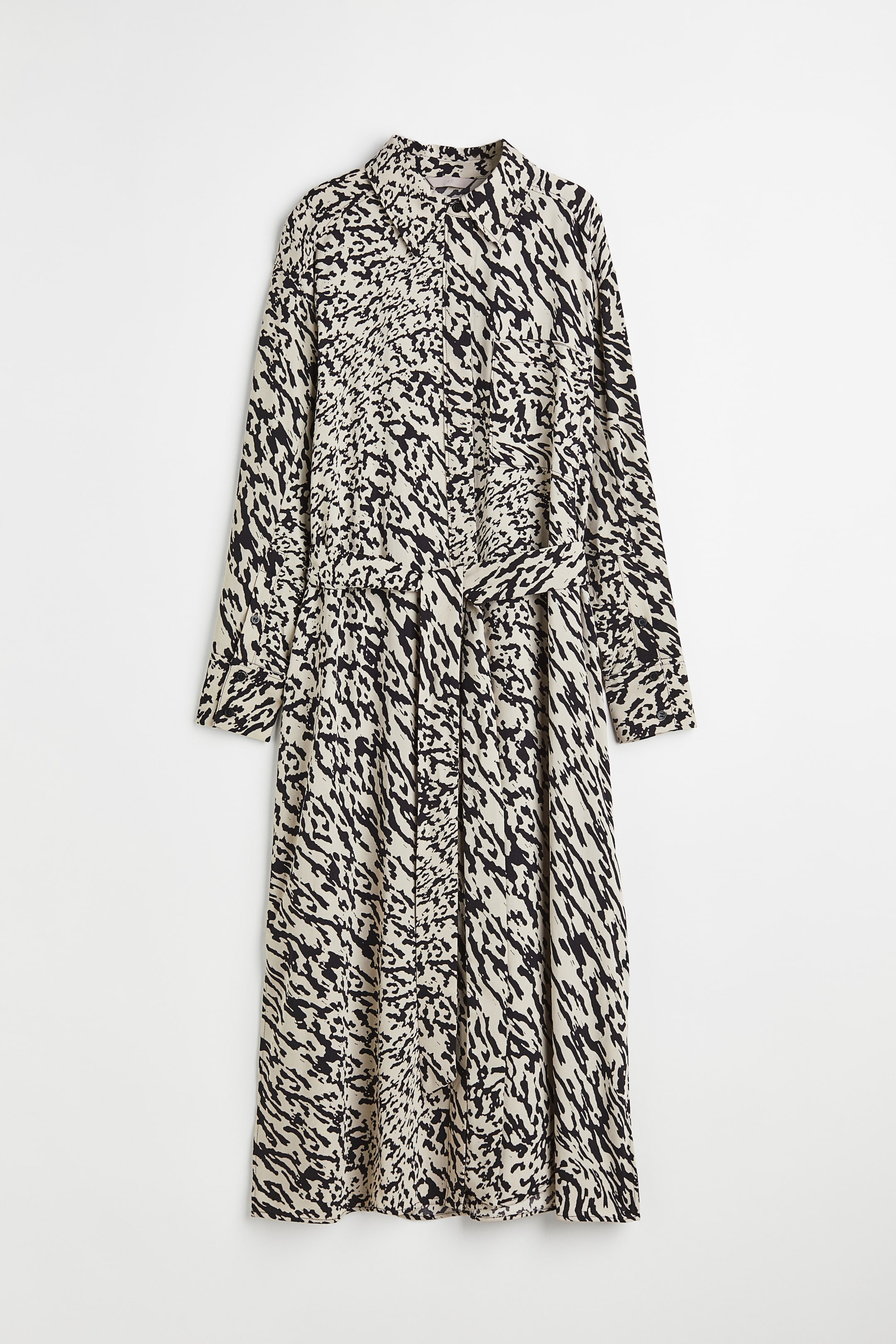Xem ảnh lớn hơn: Váy sơ mi có thắt lưng buộc - Màu be nhạt/Hoa văn - Ladies | H&M VN 1