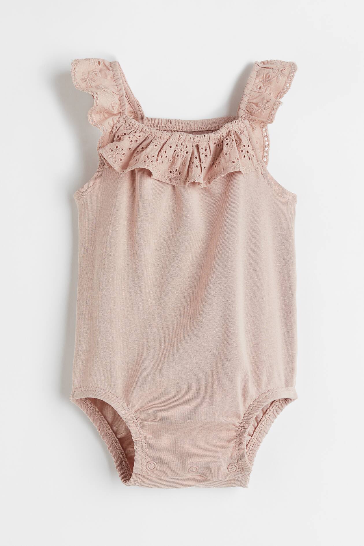 Ruffle-trimmed Bodysuit - Powder beige - Kids | H&M US