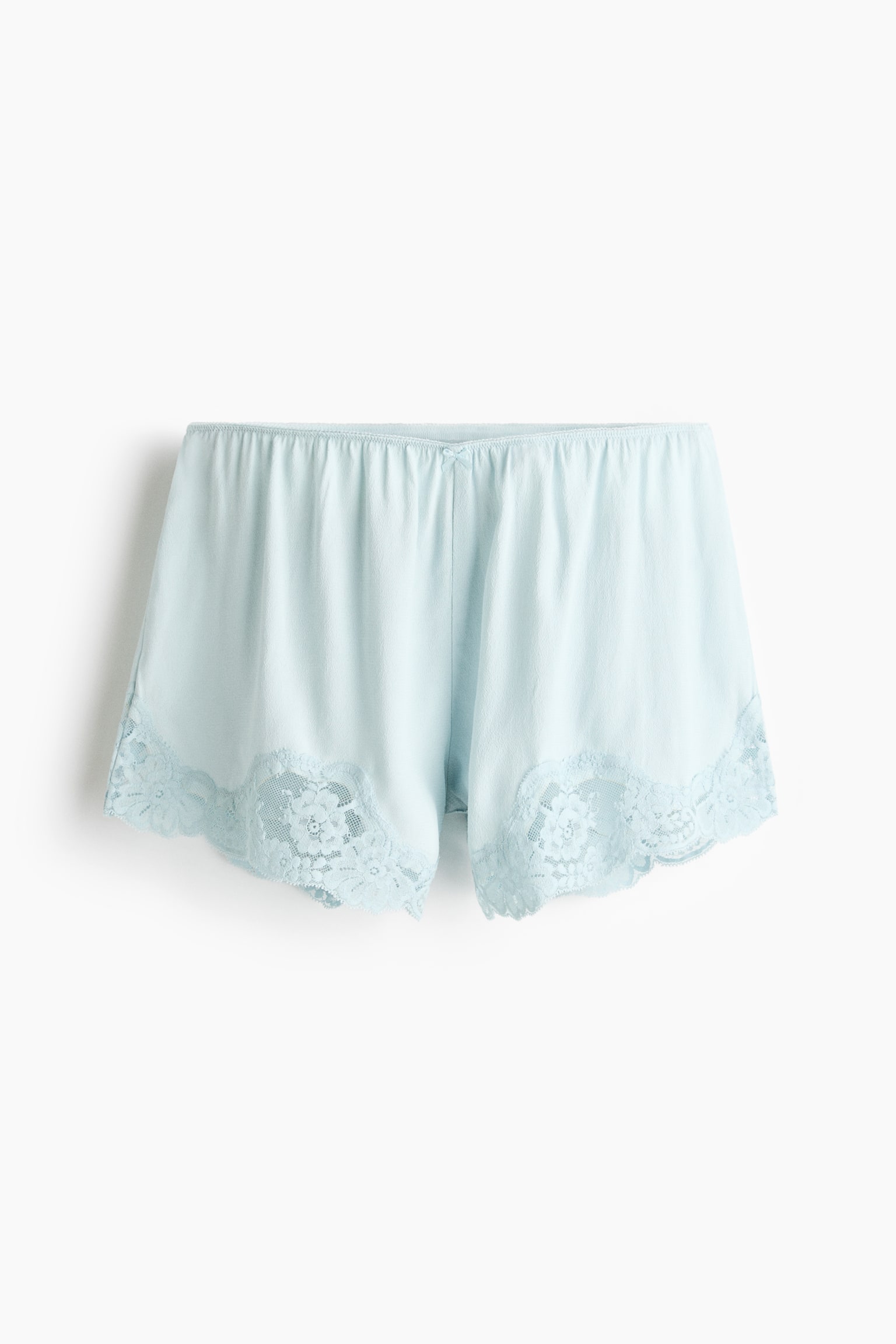Lace-Trimmed Pajama Shorts - Light blue/Black - 1