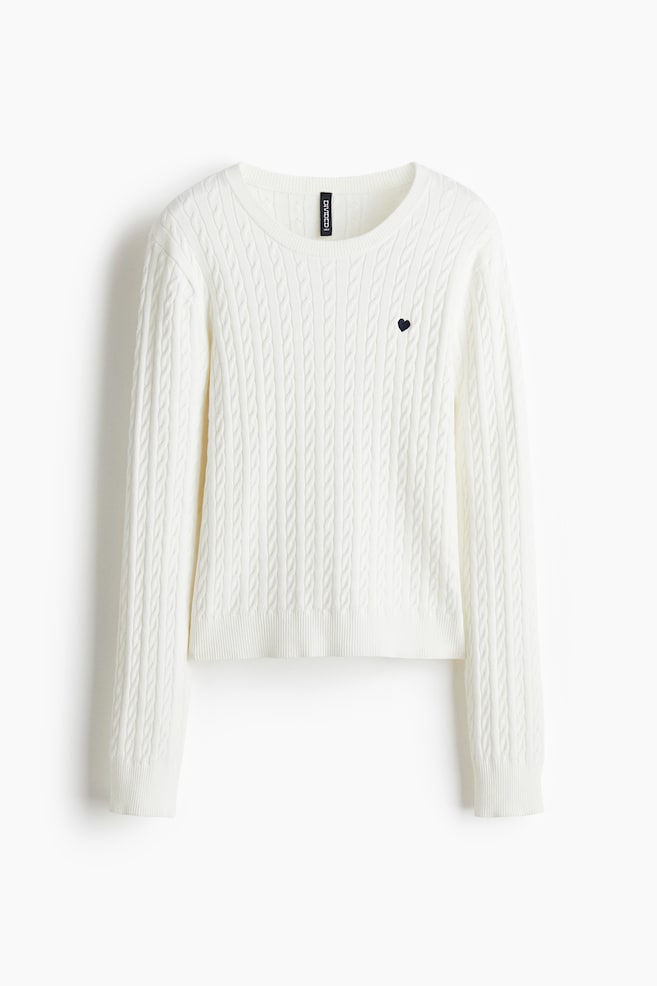 Cable-knit jumper - White/Dark grey/Light pink/Burgundy - 1