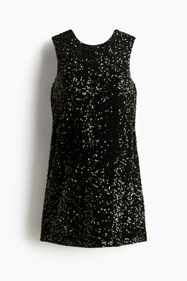 MAMA Bow-Detail Sequined Dress - Dark green/Dark brown - 1