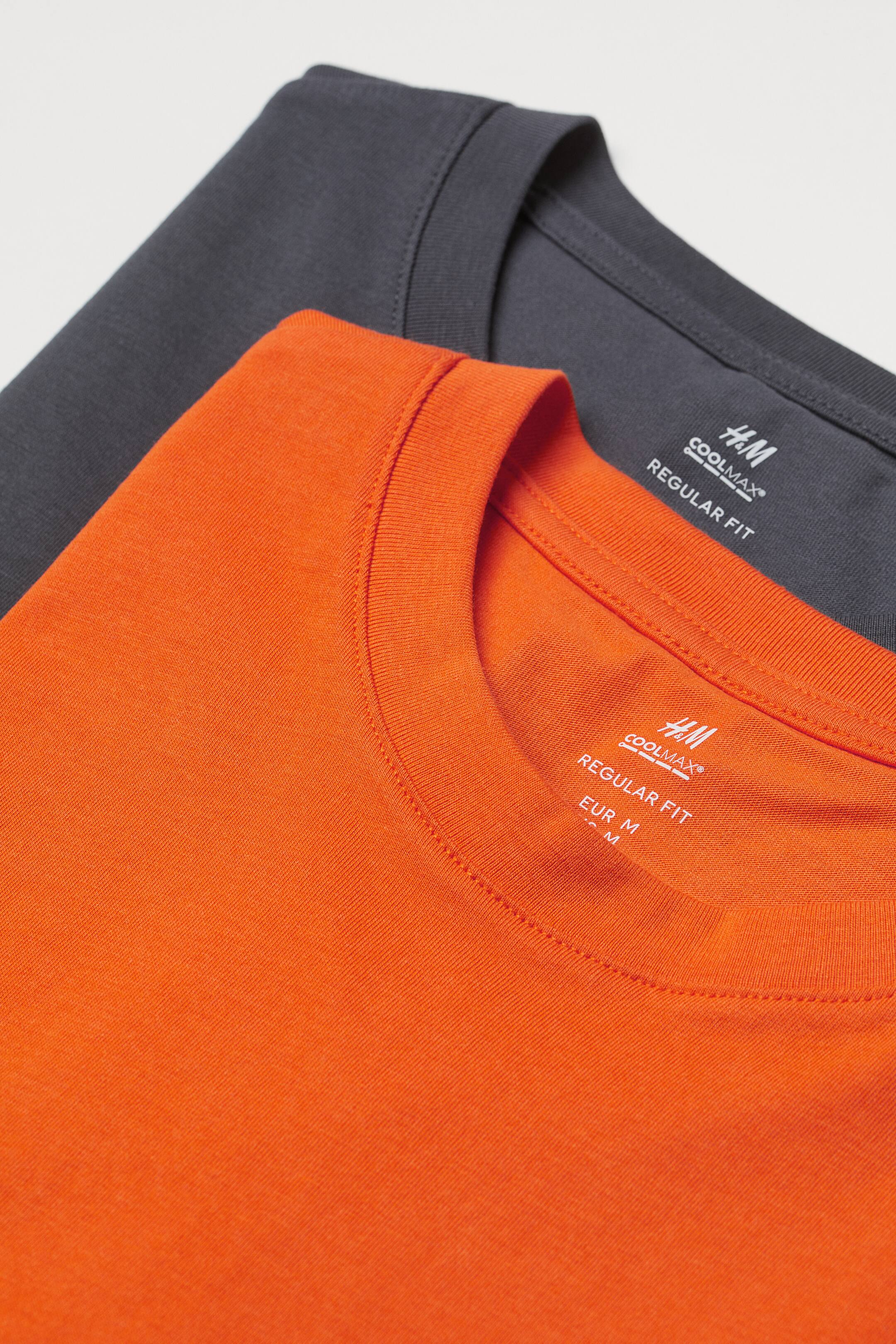 View larger image: 2-pack COOLMAX® Regular Fit T-shirts - Dark grey/Orange - Men | H&M IN 2