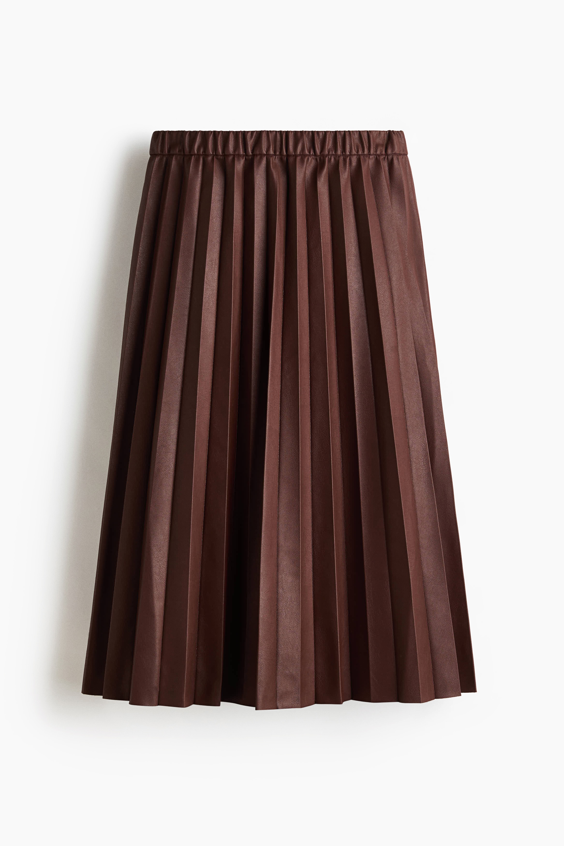Pleated Midi Skirt - Dark brown