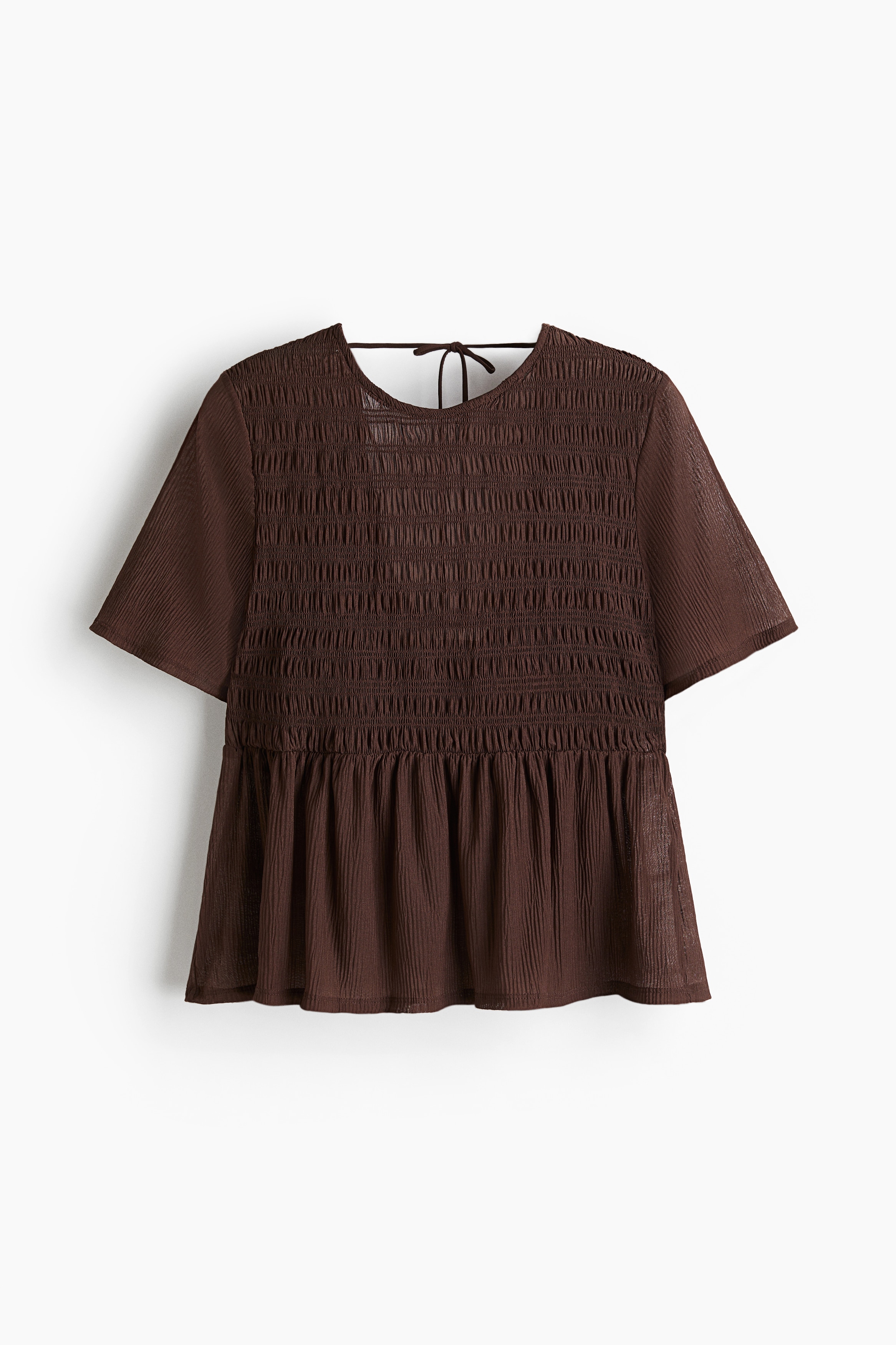 Darázsolt peplumfelső - Sötétbarna/Púderrózsaszín/Fehér