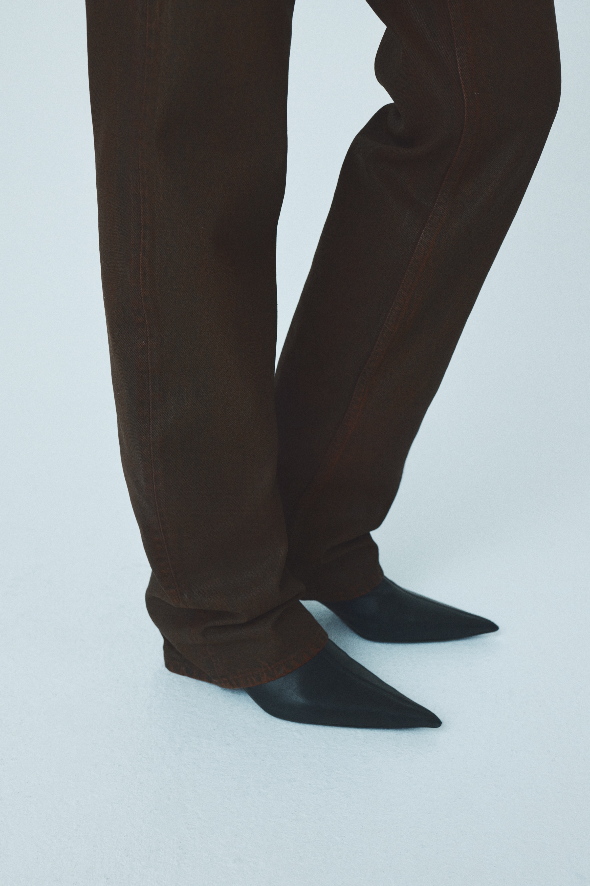 Coated straight-leg jeans