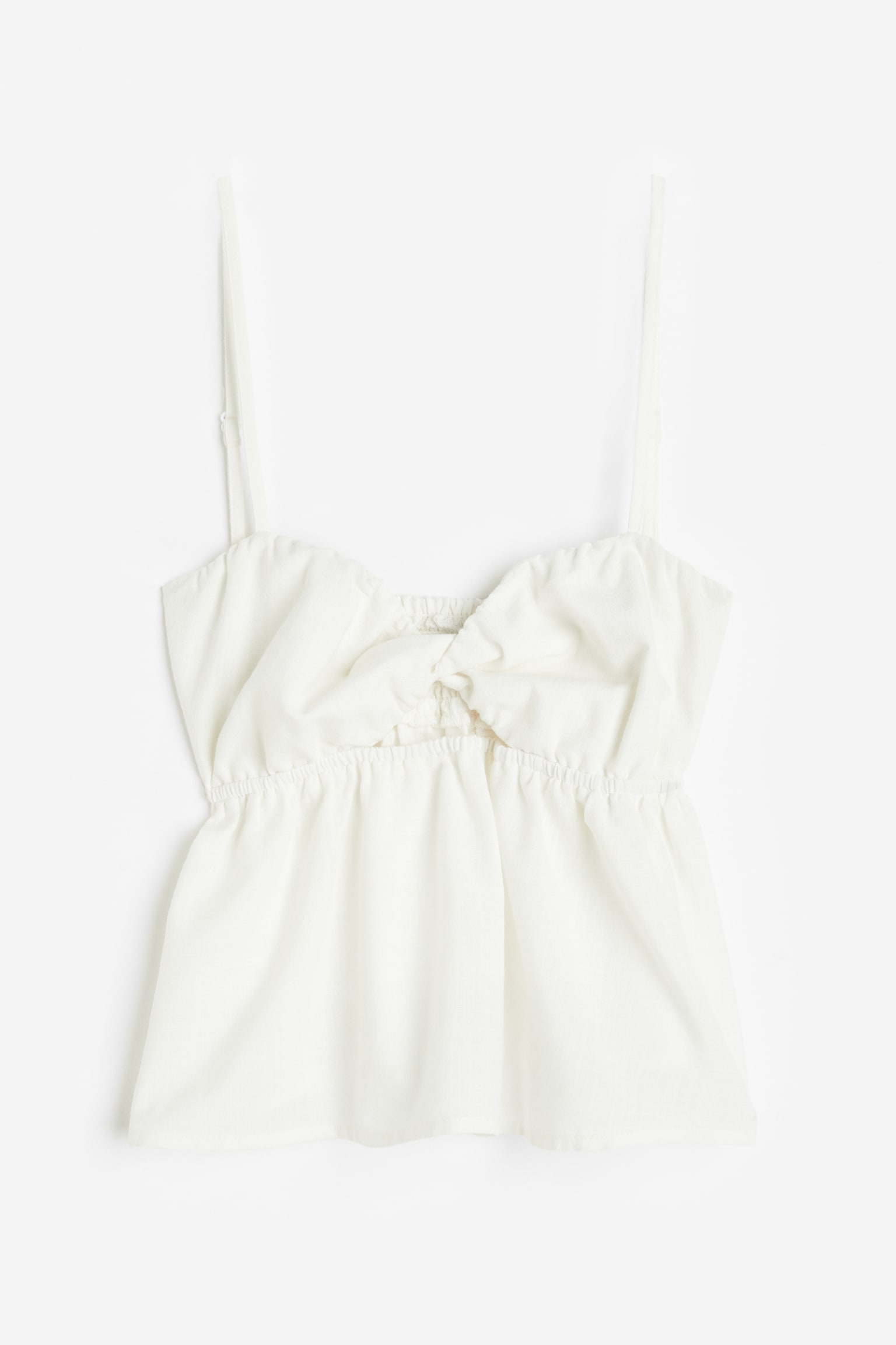 Twist Detail Peplum Top - White - 1