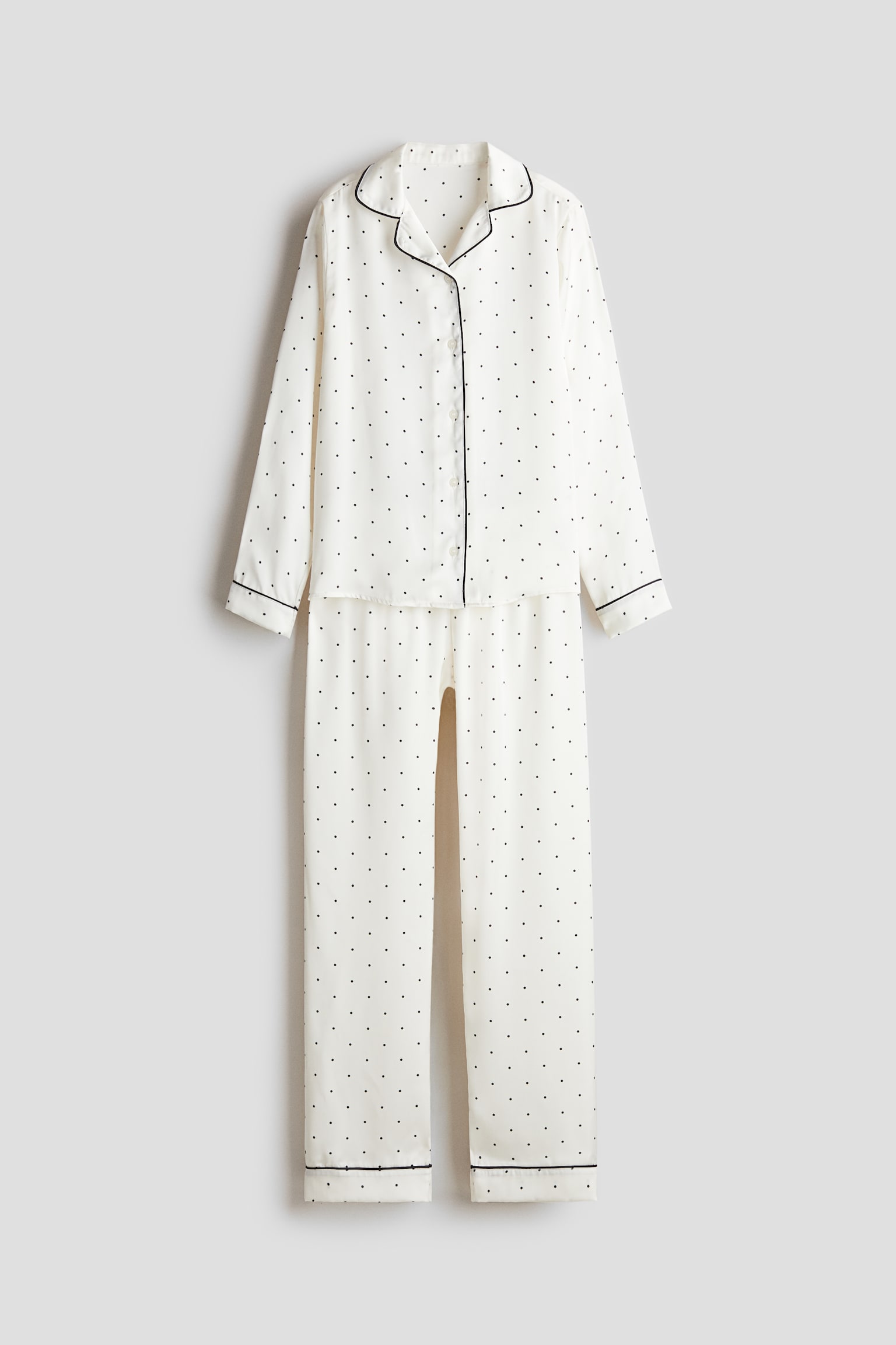 Satin pyjamas - White/Dots/Light pink/J'ai un bon coeur - 1