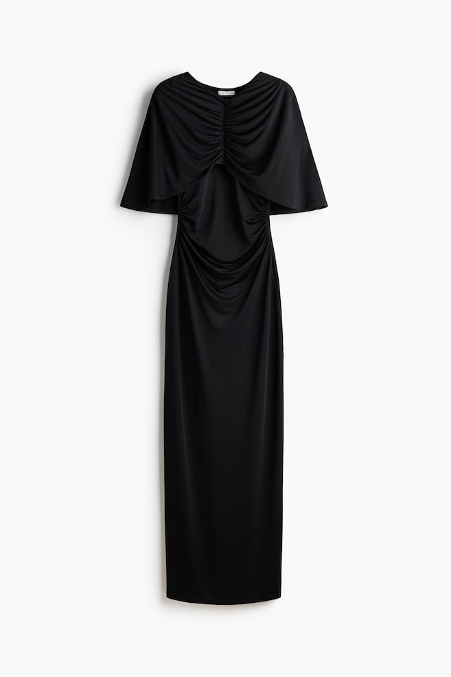 Cape-Kleid aus Jersey - Schwarz/Rosa/Schokoladiges Pflaumenlila - 1