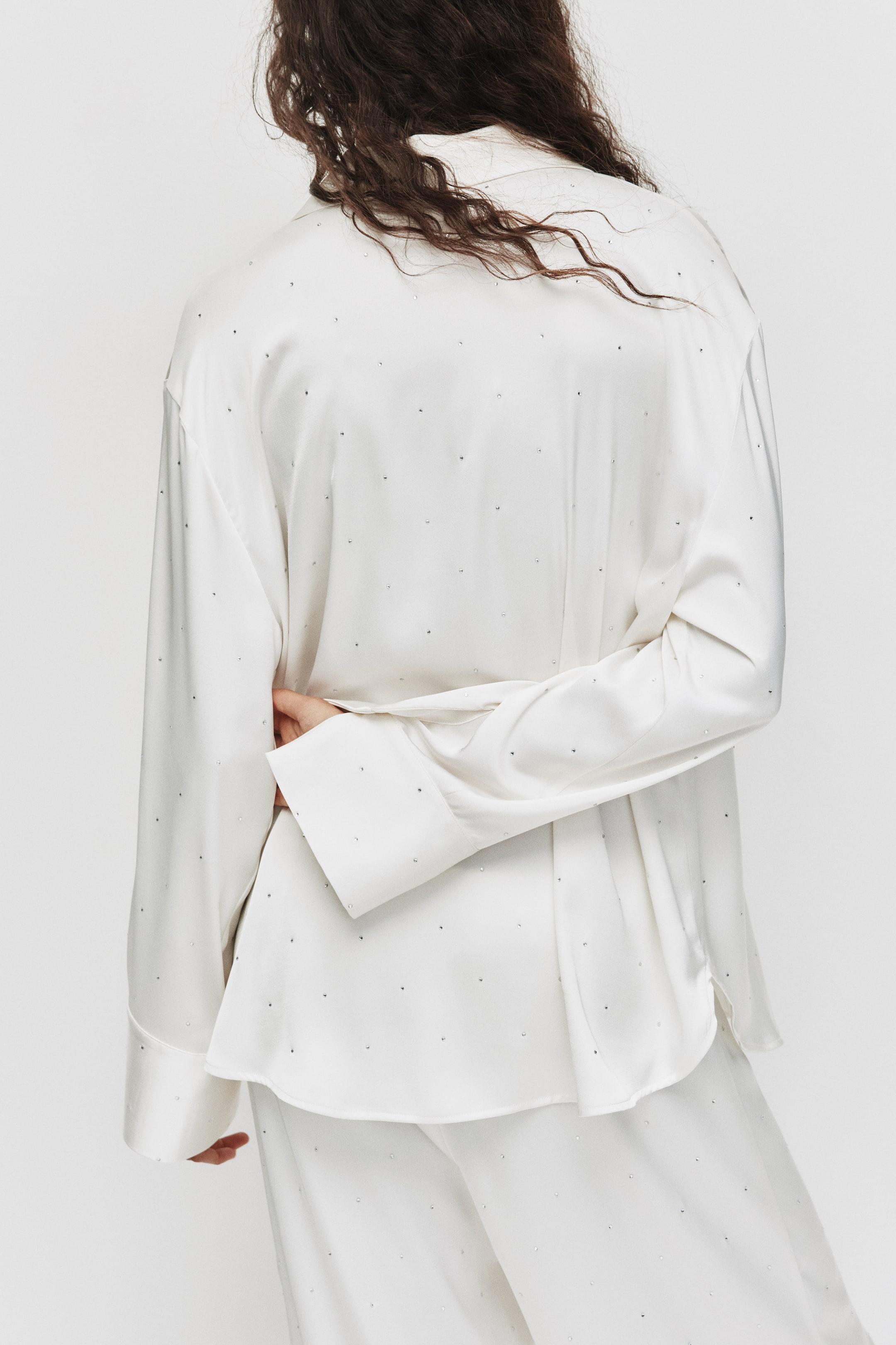 Ampliar la imagen: Camisa de pijama en satín con decoraciones - Blanco - Ladies | H&M MX 5