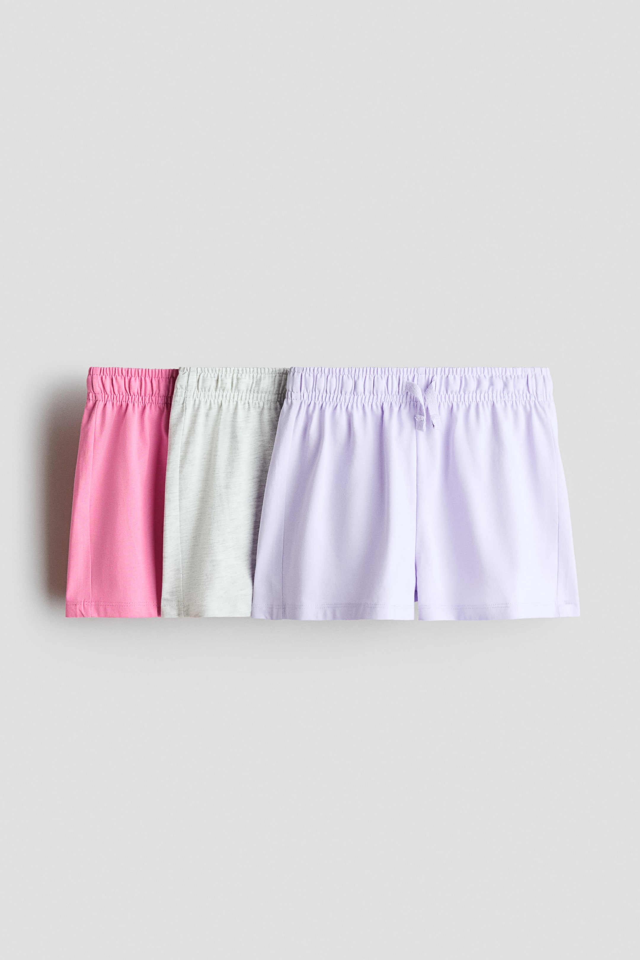 View larger image: 3-pack cotton jersey shorts - Lilac/Pink/Light grey marl - Kids | H&M 1