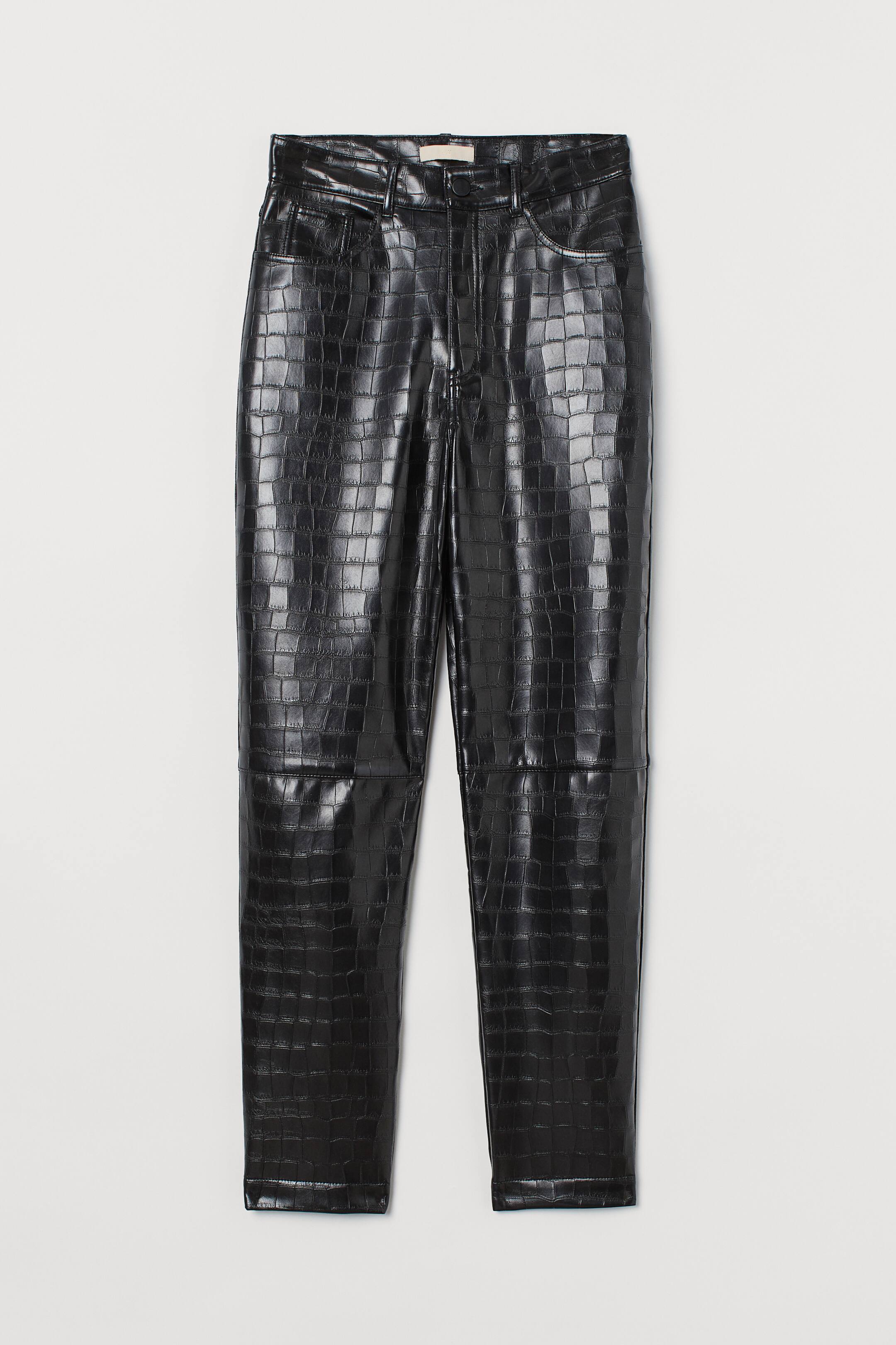 查看大圖: Imitation leather trousers - 黑色/鱷魚紋 - Ladies | H&M 1