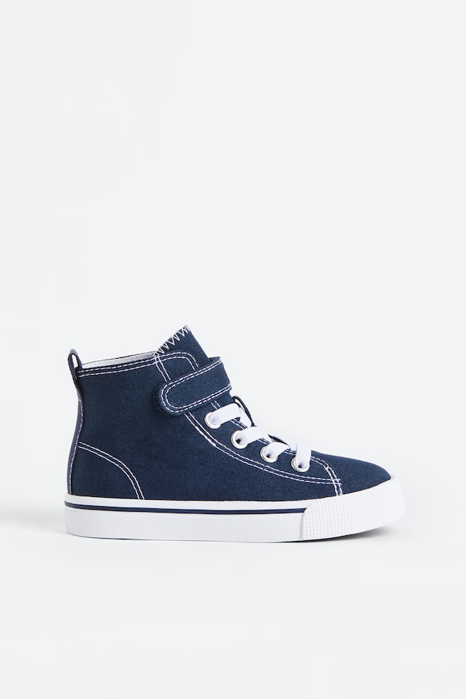 Sneakers alte in tela - Blu navy/Bianco - 3