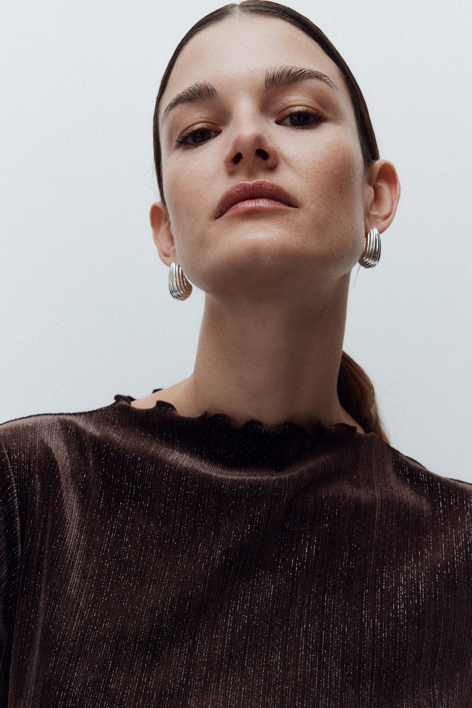 MAMA Glittery velour dress - חום כהה/שחור - 3