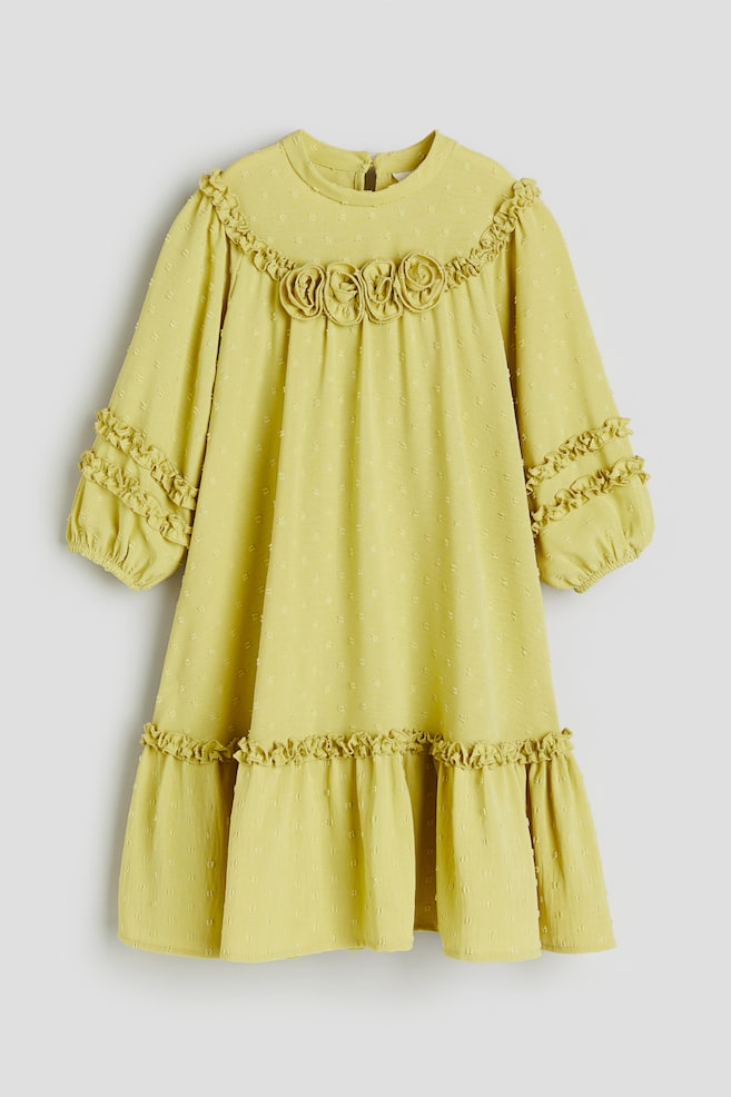 Plumeti dress with ruffles - Dusty yellow - 1
