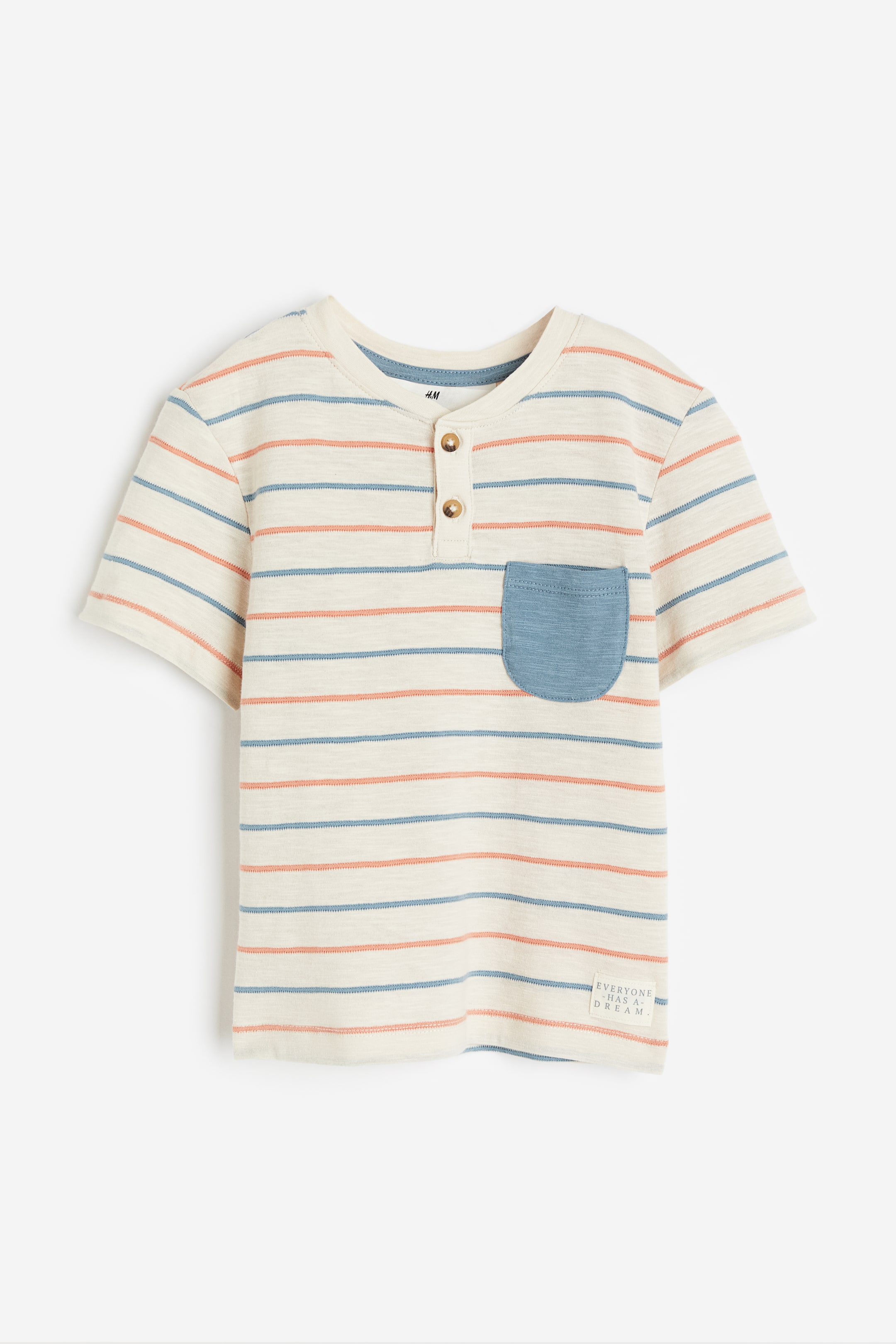 View larger image: Short-sleeved Henley T-shirt - Natural white/striped - Kids | H&M PH 1