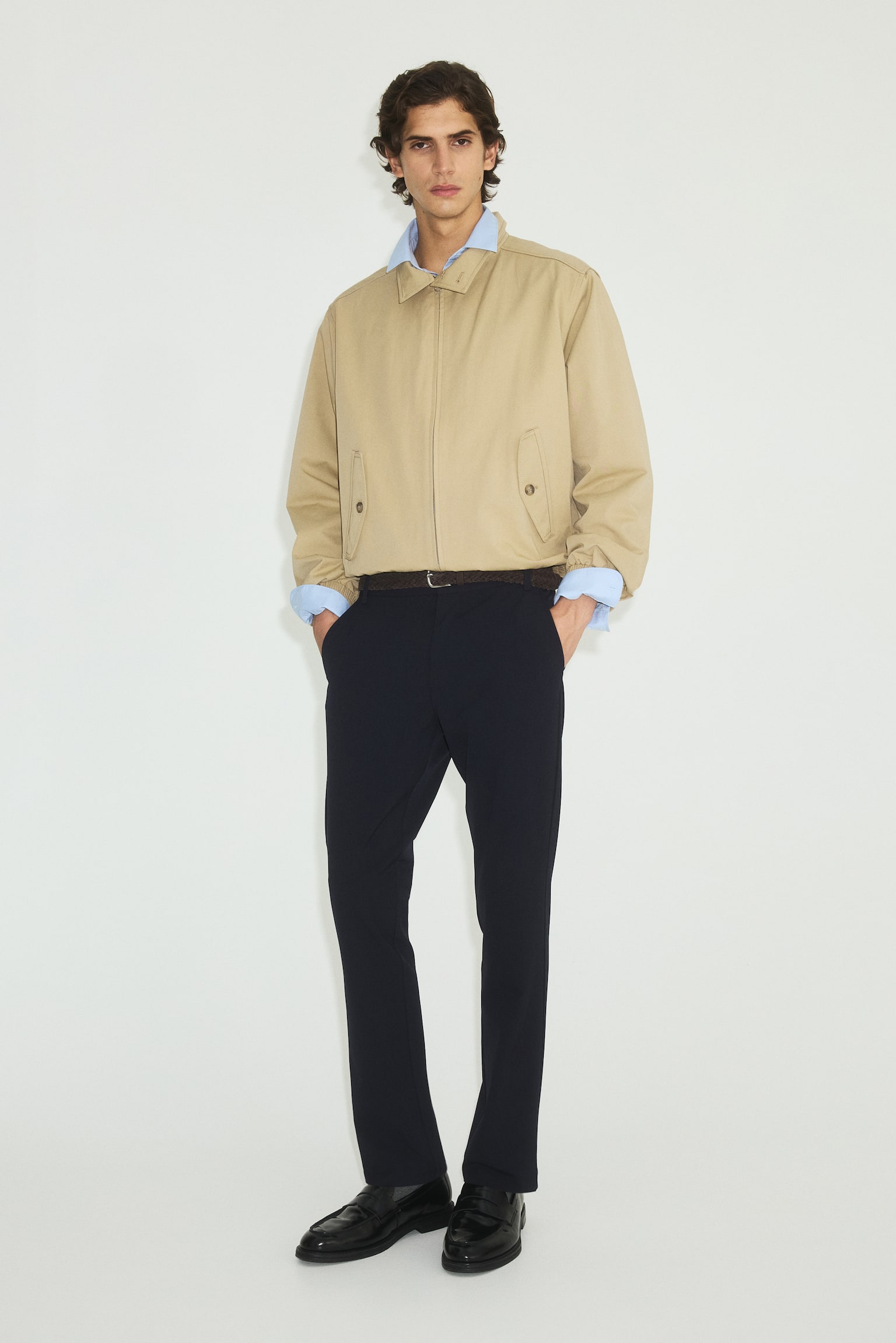 Čino pantalone Slim Fit Four-way Stretch - Mornarsko plava/Bež - 1