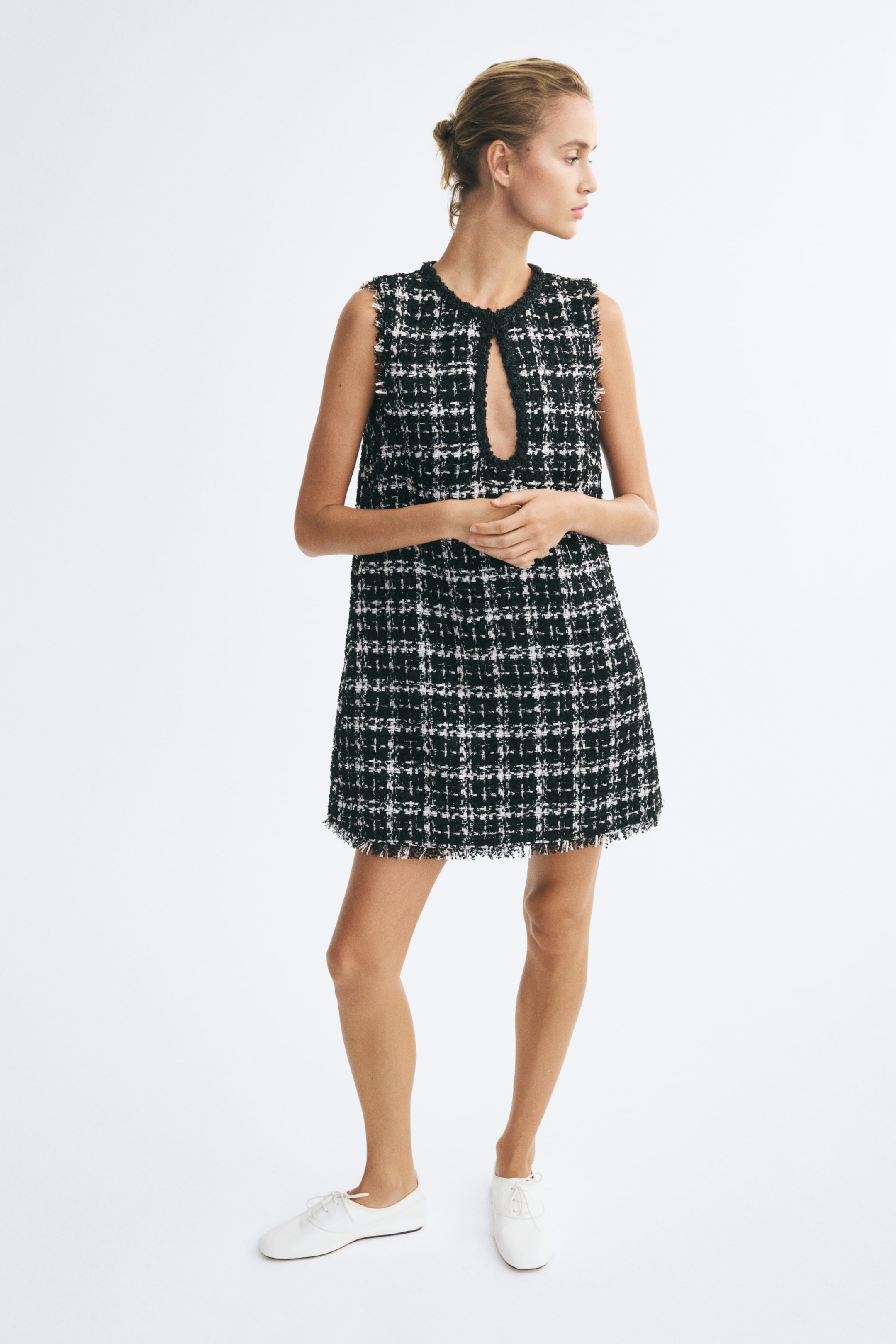 Robe en tricot bouclé à fente goutte d'eau