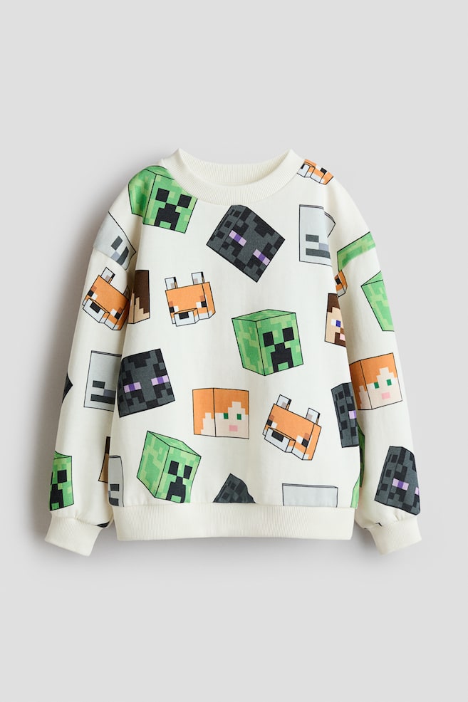 Printed sweatshirt - White/Minecraft/Beige/Jurassic World/Light green/Minecraft/Cream/TMNT/Blue/Mickey Mouse/Cream/Cars - 1