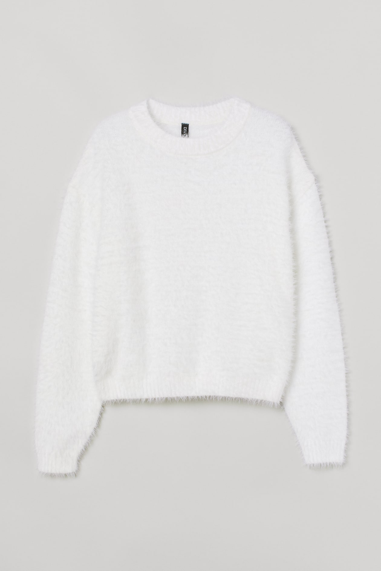 Fluffy Sweater - Round Neck - Long sleeve - White - Ladies | H&M US