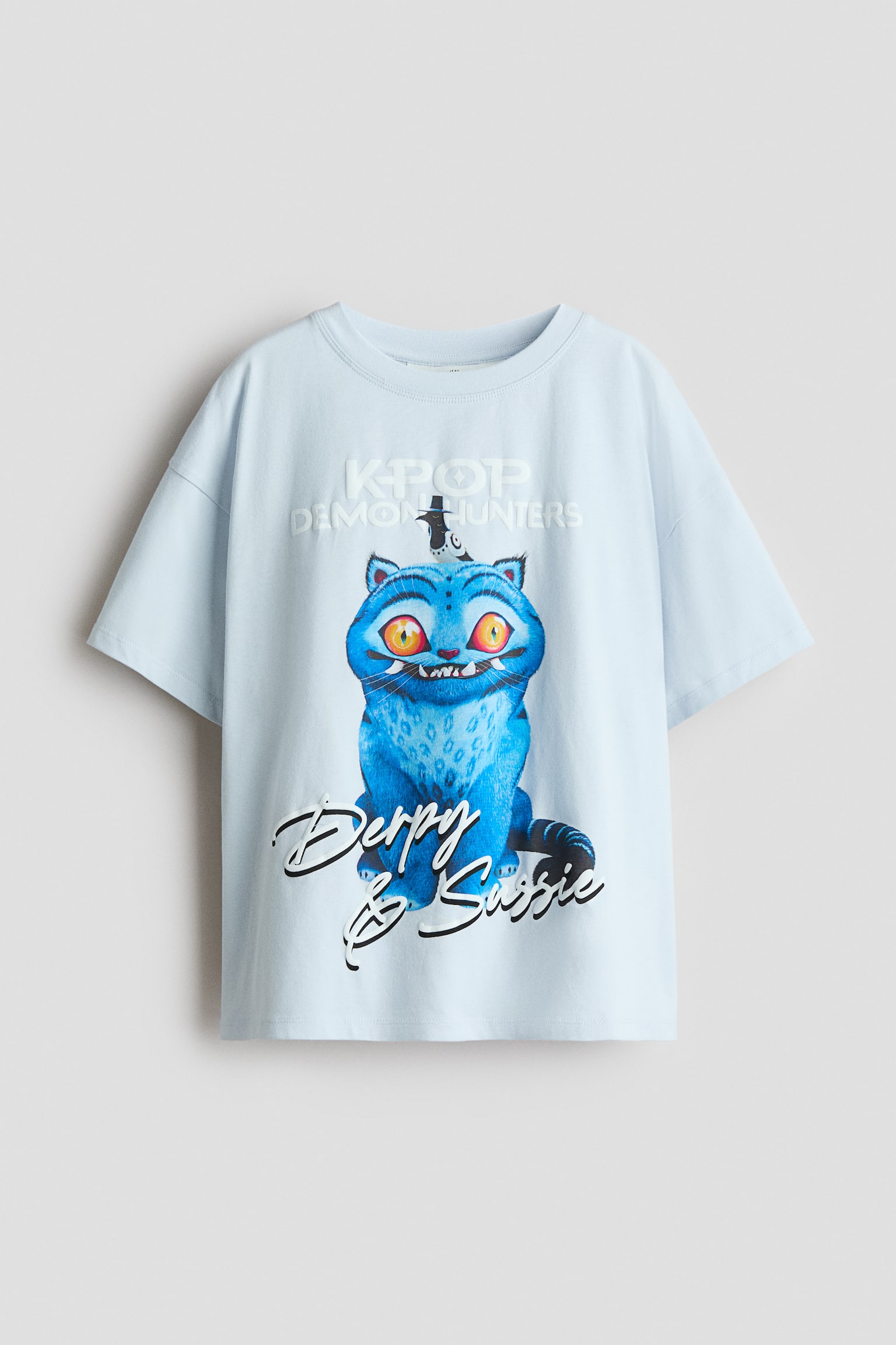 T-shirt con stampa - Azzurro/KPop Demon Hunters/Blu scuro/SmileyWorld®